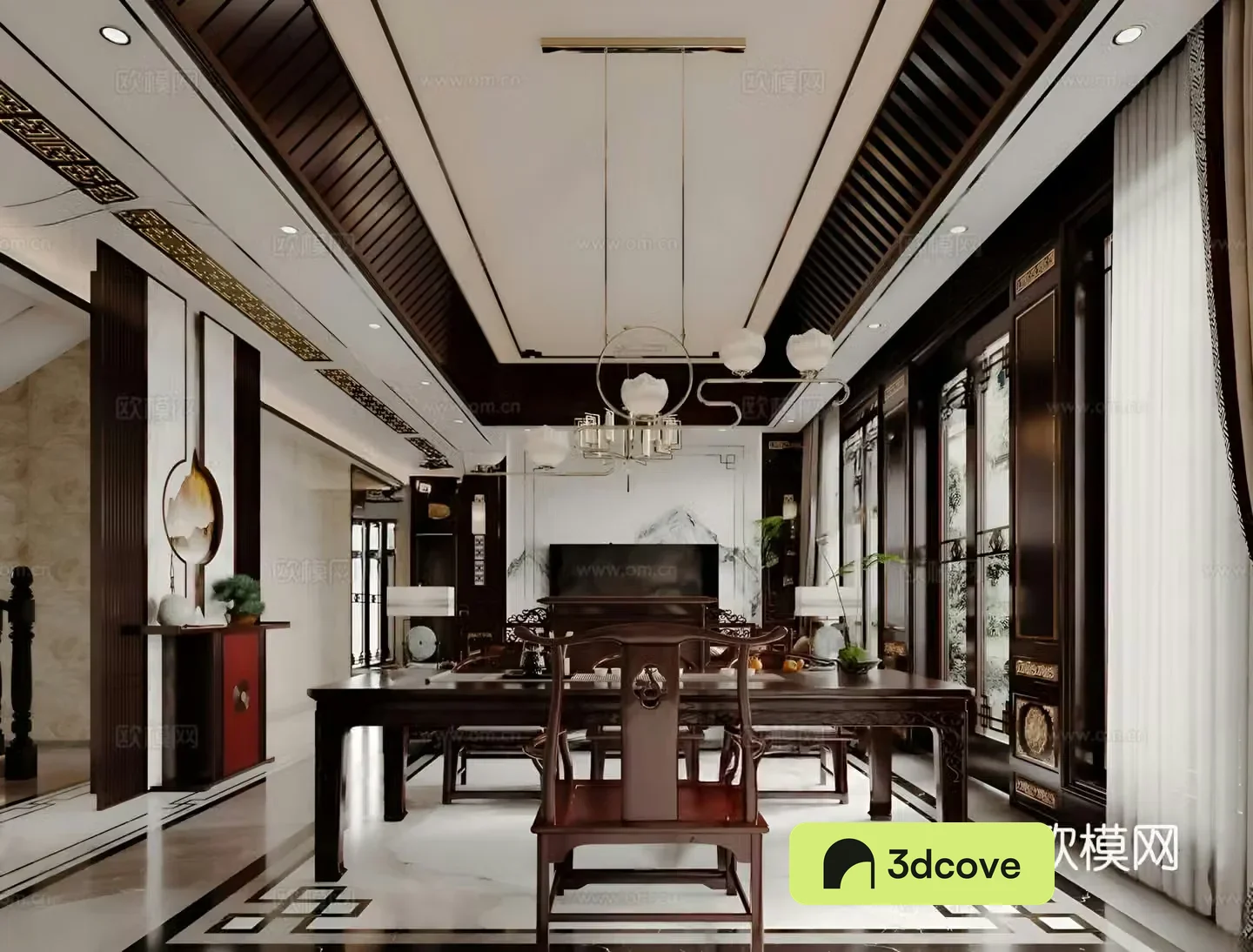 New Chinese style villa living room New Chinese style villa living room electric