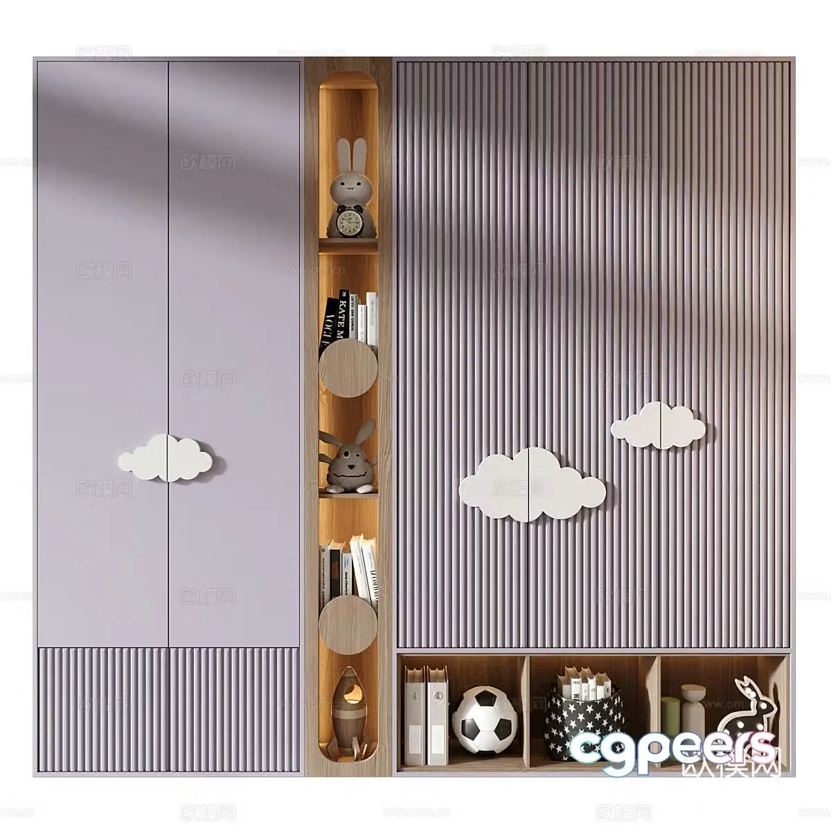 Modern creamy style children’s wardrobe 3d model