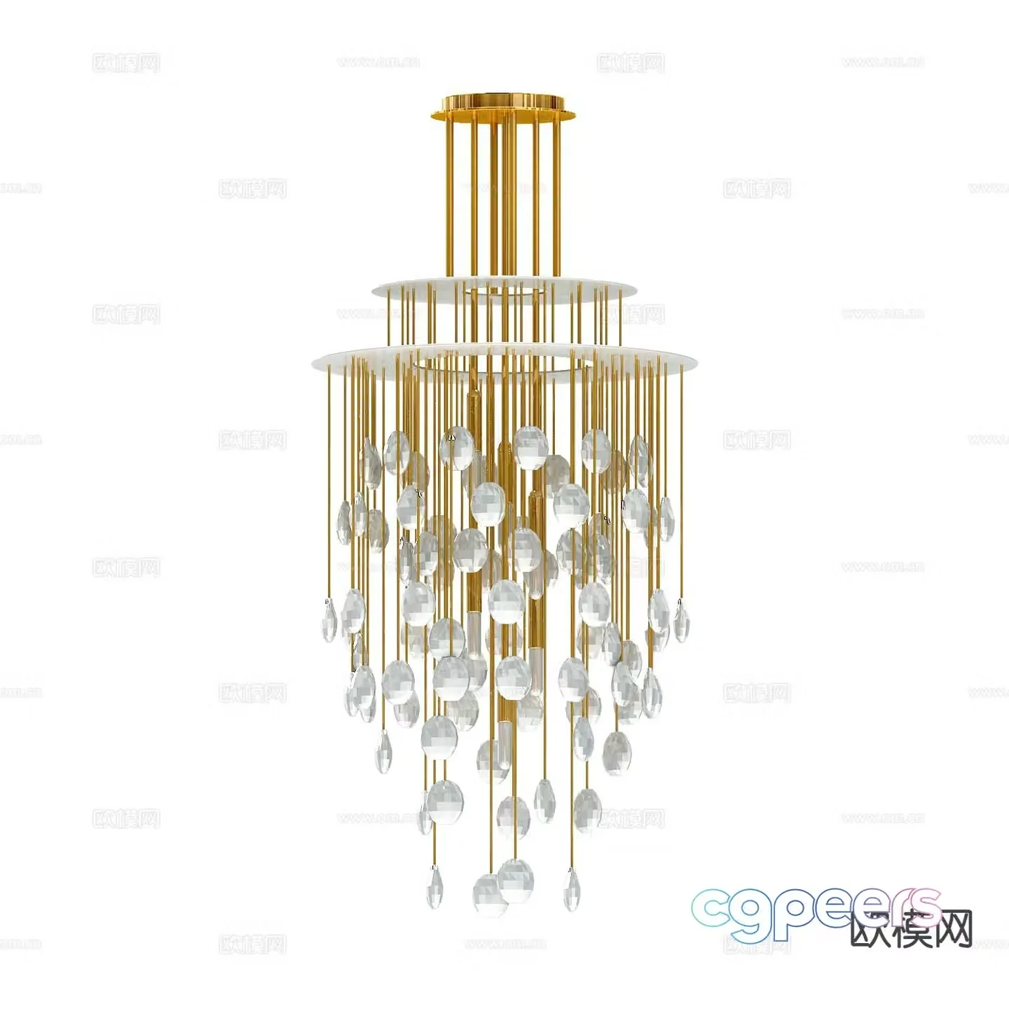 Light luxury chandelier crystal chandelier 3d model