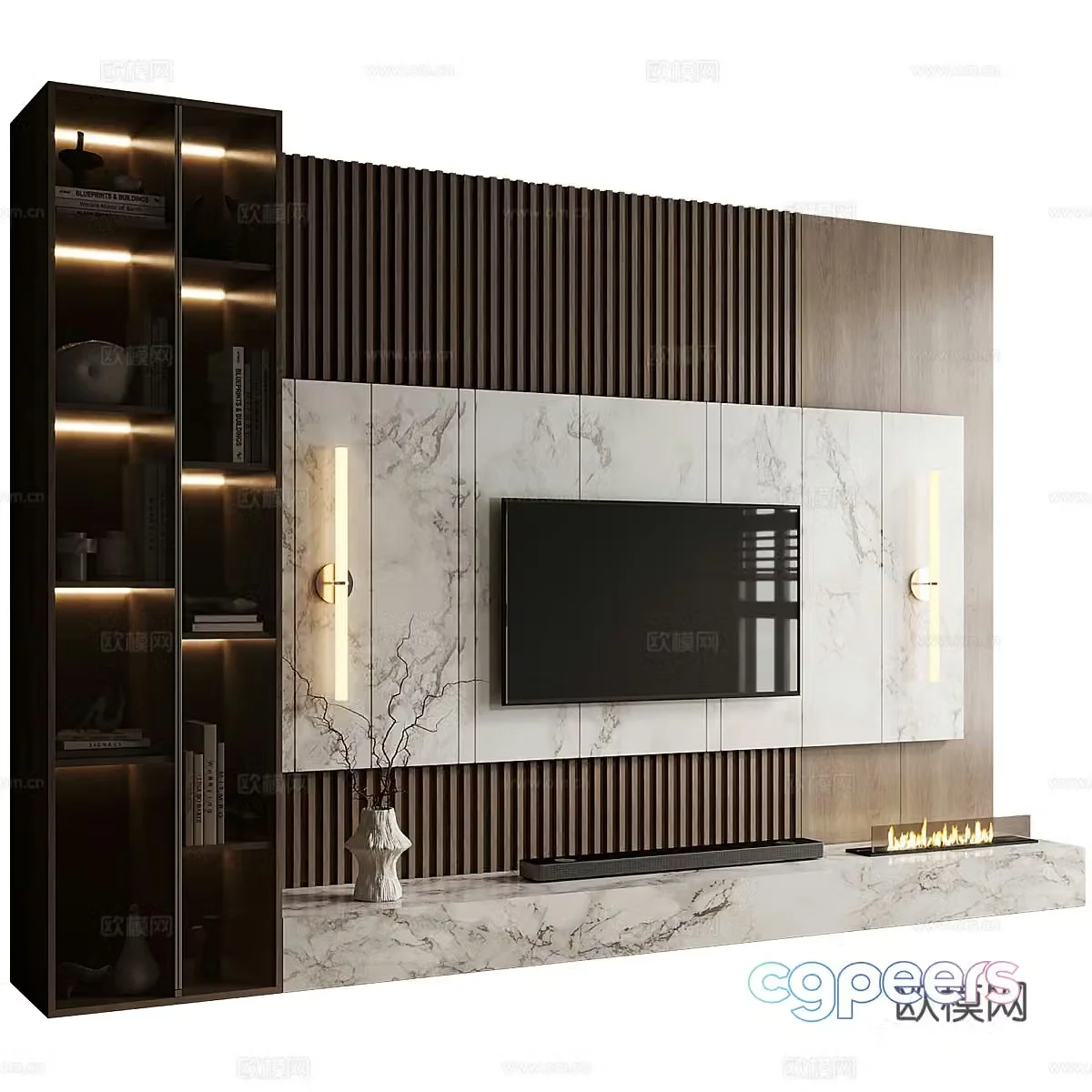 Modern TV background wall 3d model