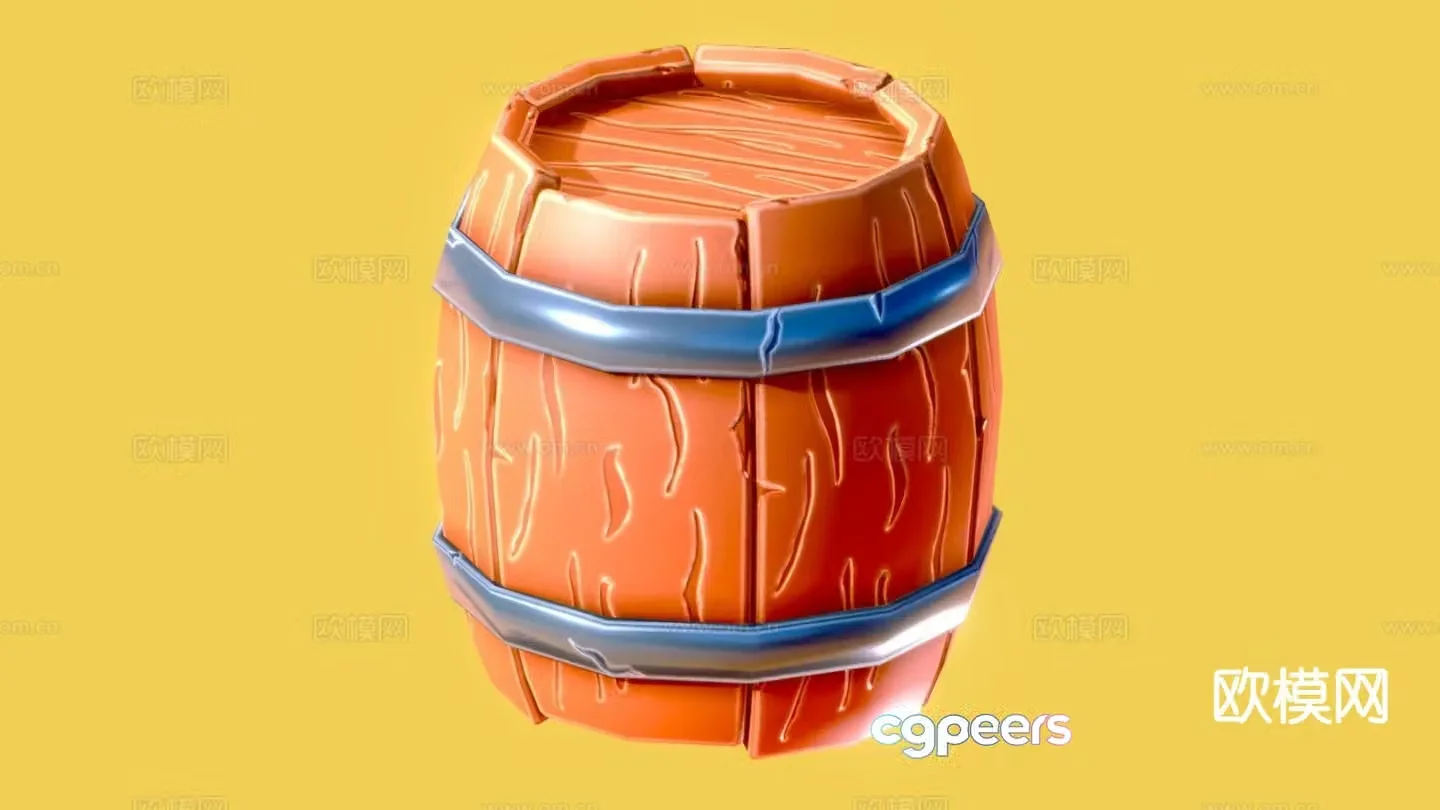 Game items wooden barrel 3d model