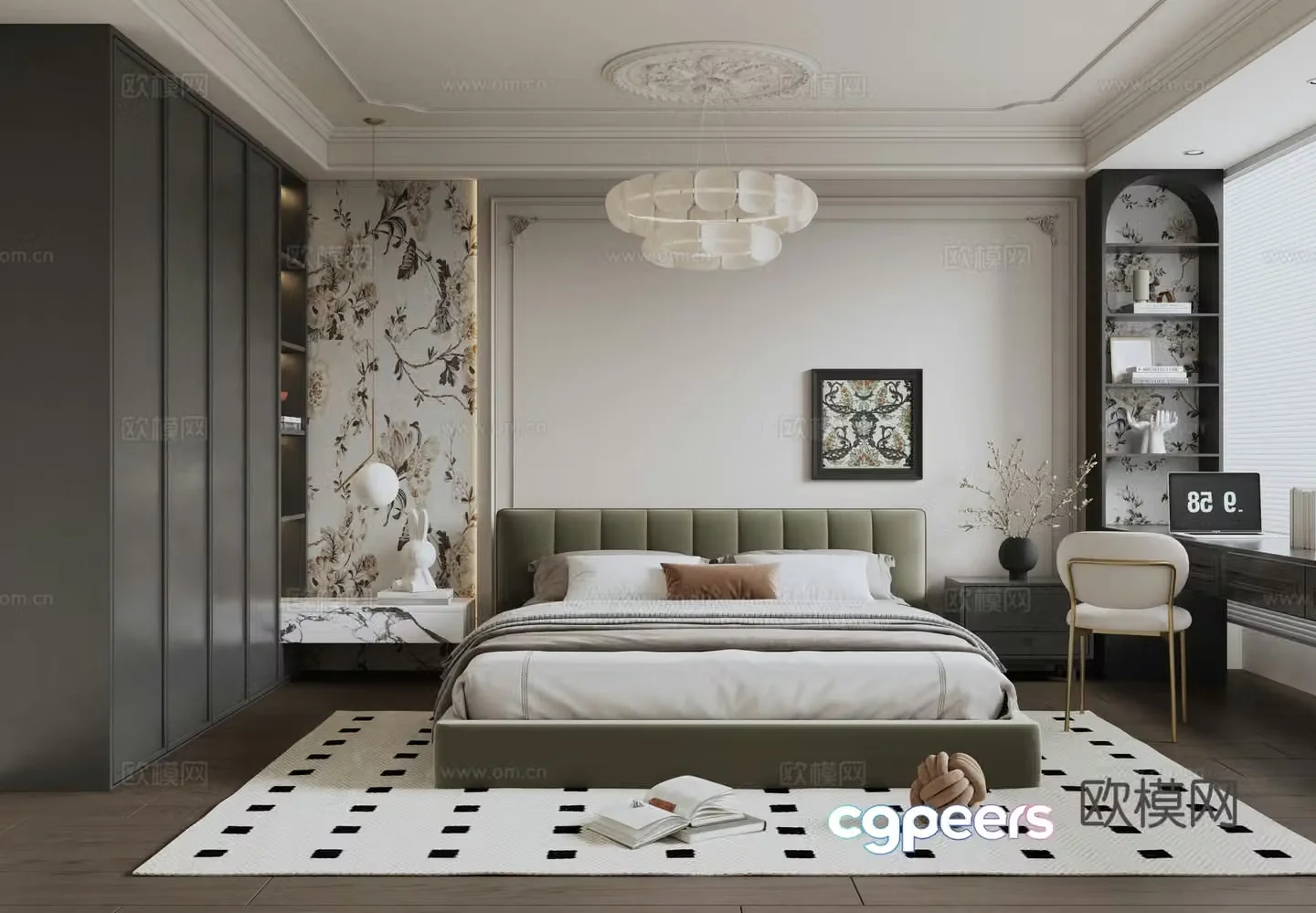 French retro style bedroom 3D model