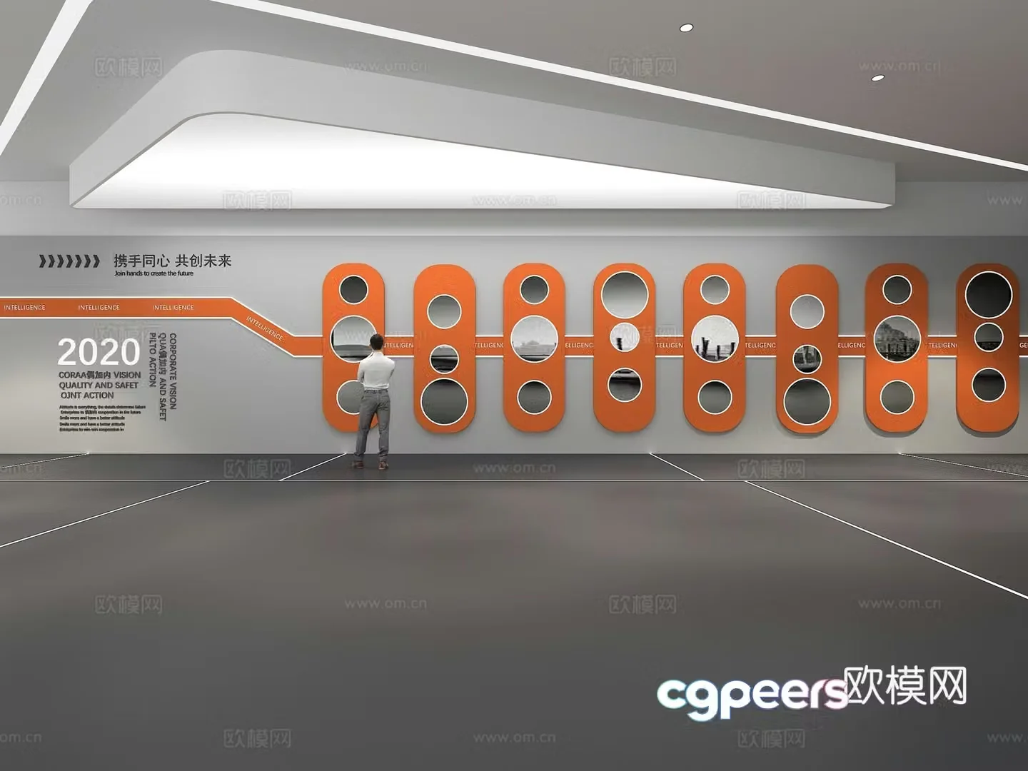 Cultural wall Corporate culture wall Display wall Theme wall Exhibition hall Campus culture Corridor 3D model