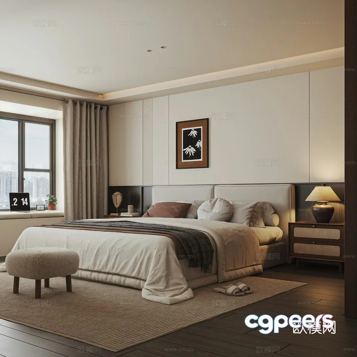 Wabi-sabi style bedroom master bedroom 3d model