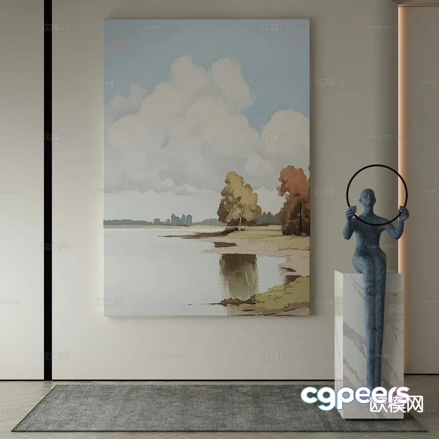 Modern art painting decorative painting 3d model