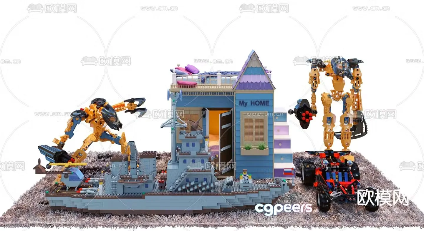 Modern children’s building block toys 3d model