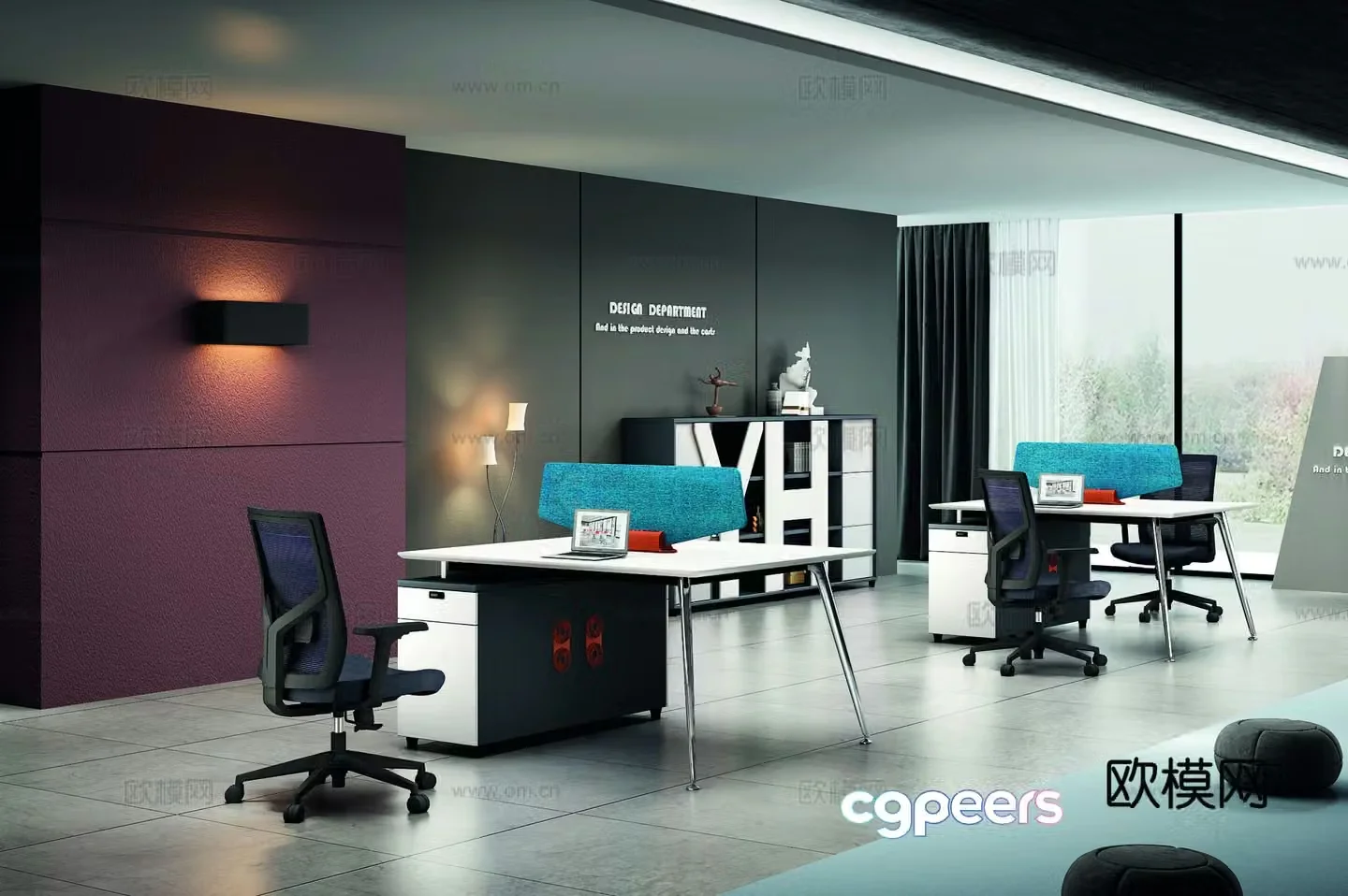 Modern public office 3d model