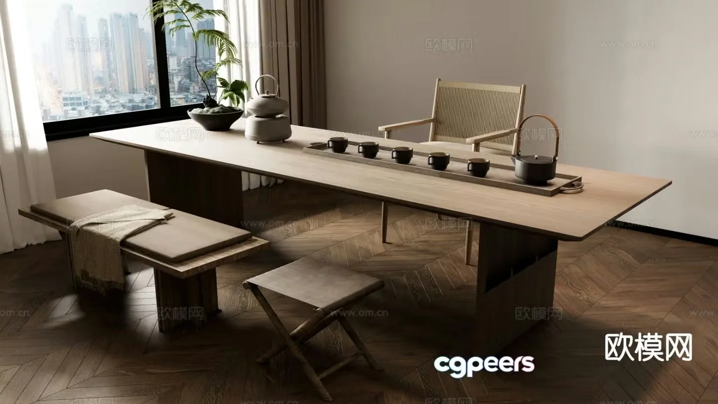 New Chinese style tea table tea table 3d model