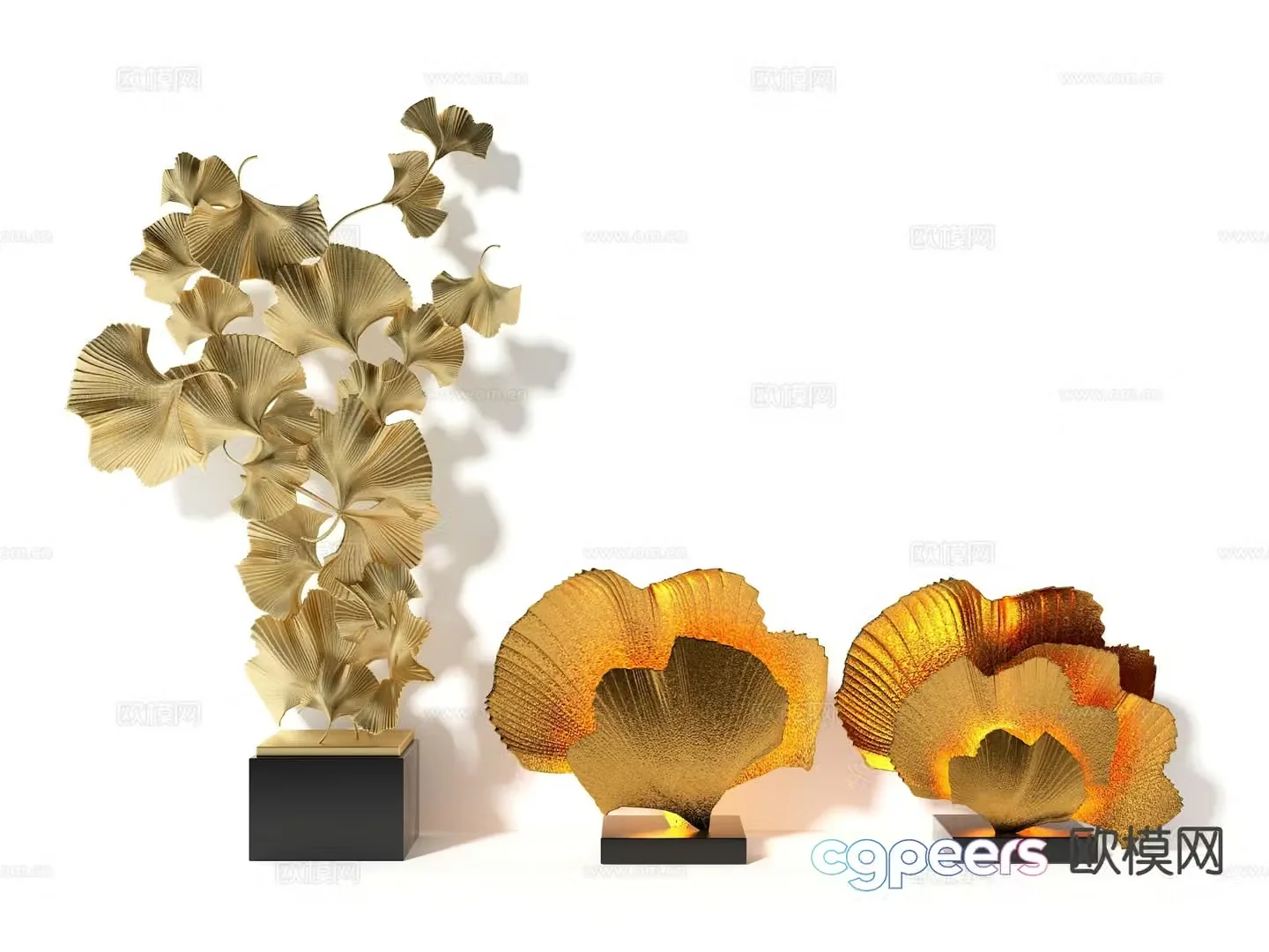 Chinese ginkgo leaf ornaments 3D model