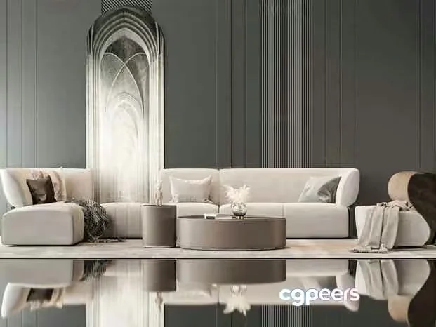 Modern Living Room 3D Model – 15952 – VRAY Render
