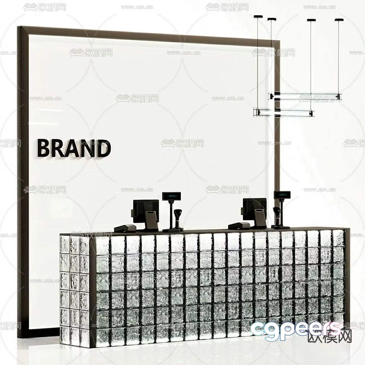 Modern front desk reception desk 3d model