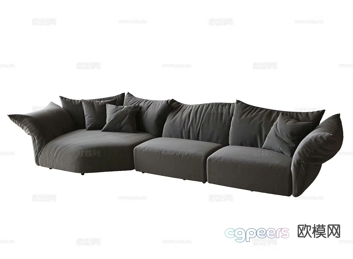Modern petal sofa three-seat sofa fabric sofa 3D model