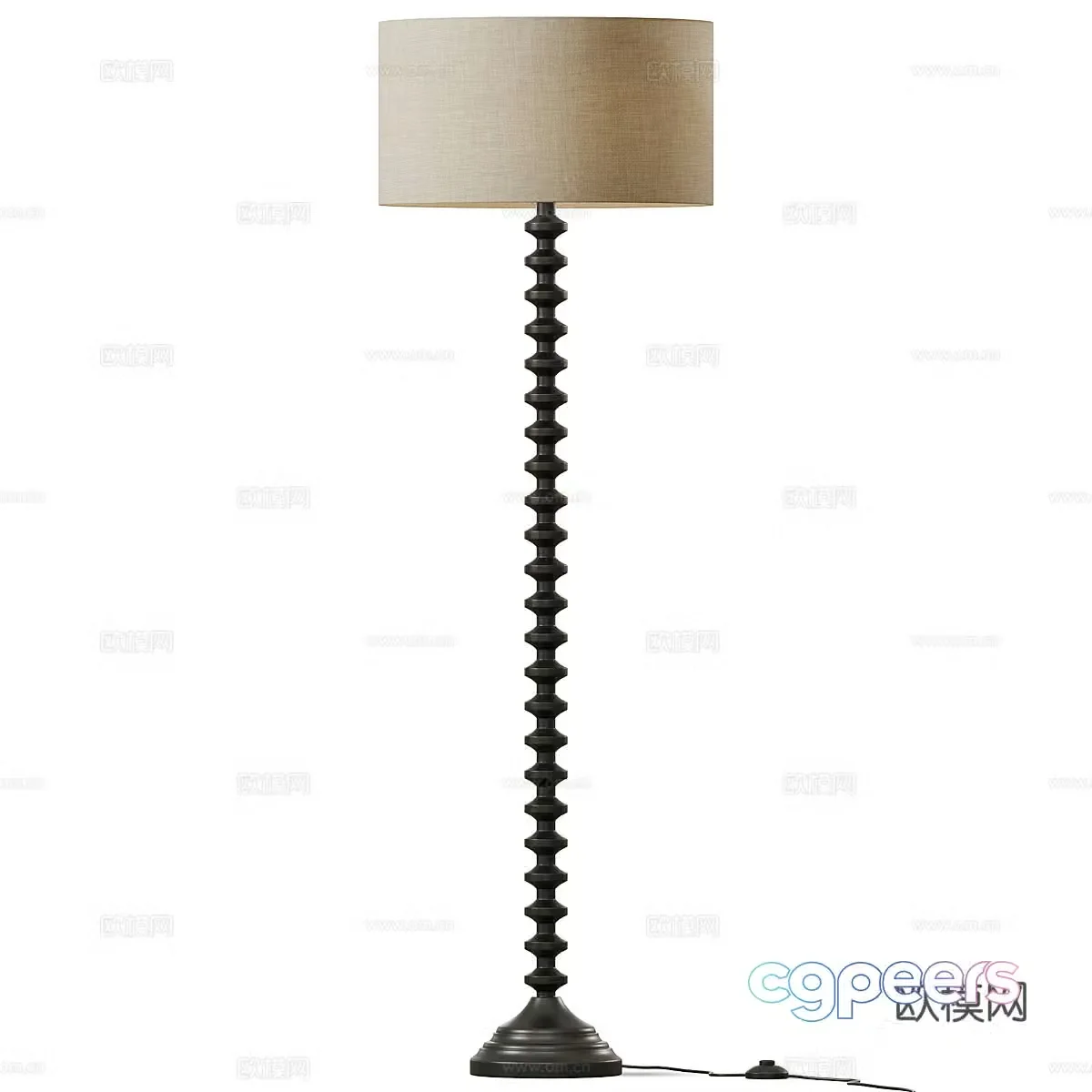 New Chinese Wasabi Bobbin Base Floor Lamp 3D Model