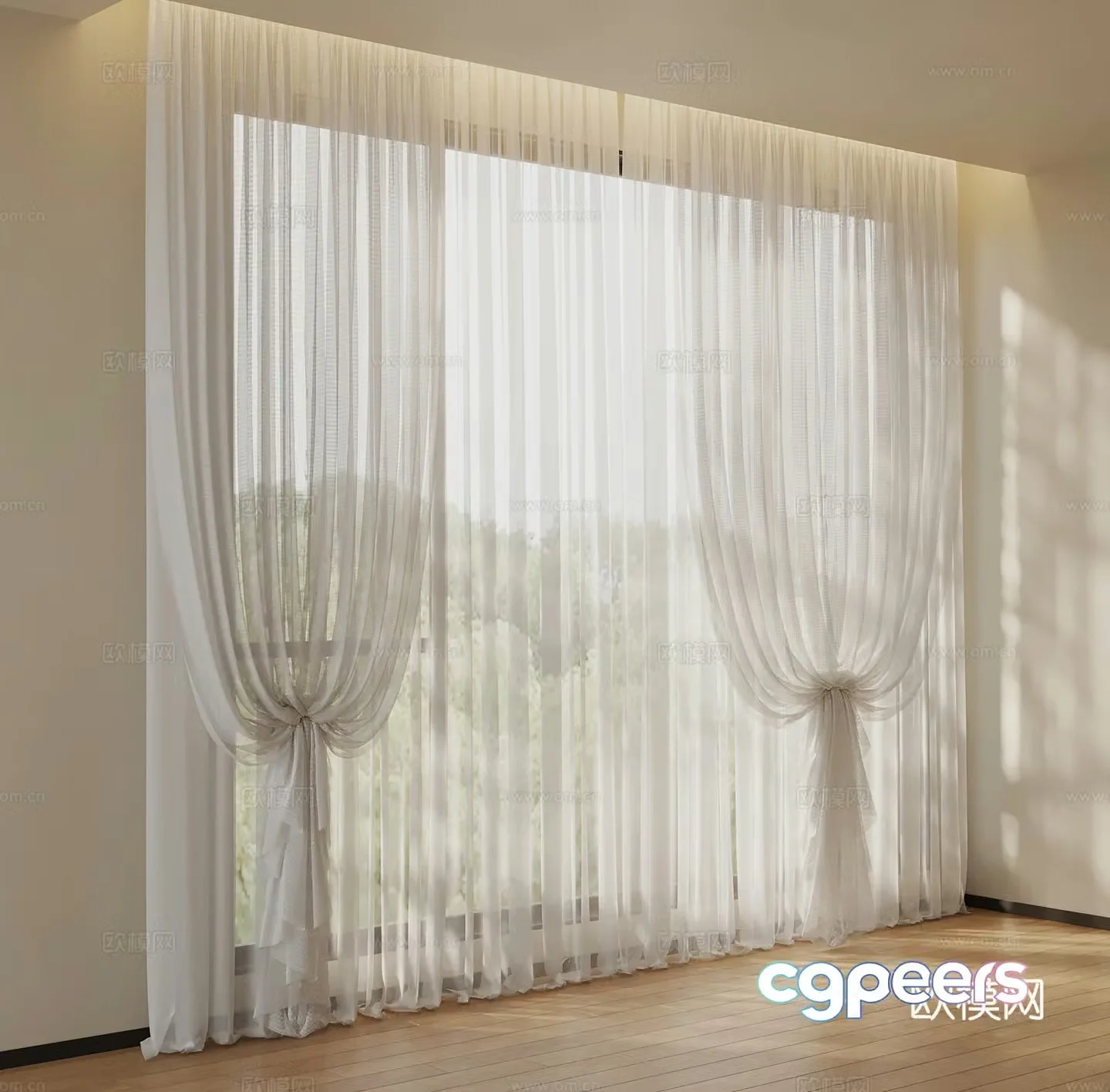 Modern universal curtain gauze curtain 3d model