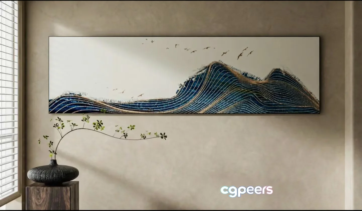 A Modern Painting Of A Wave 3D Model – 14752 – VRAY Render
