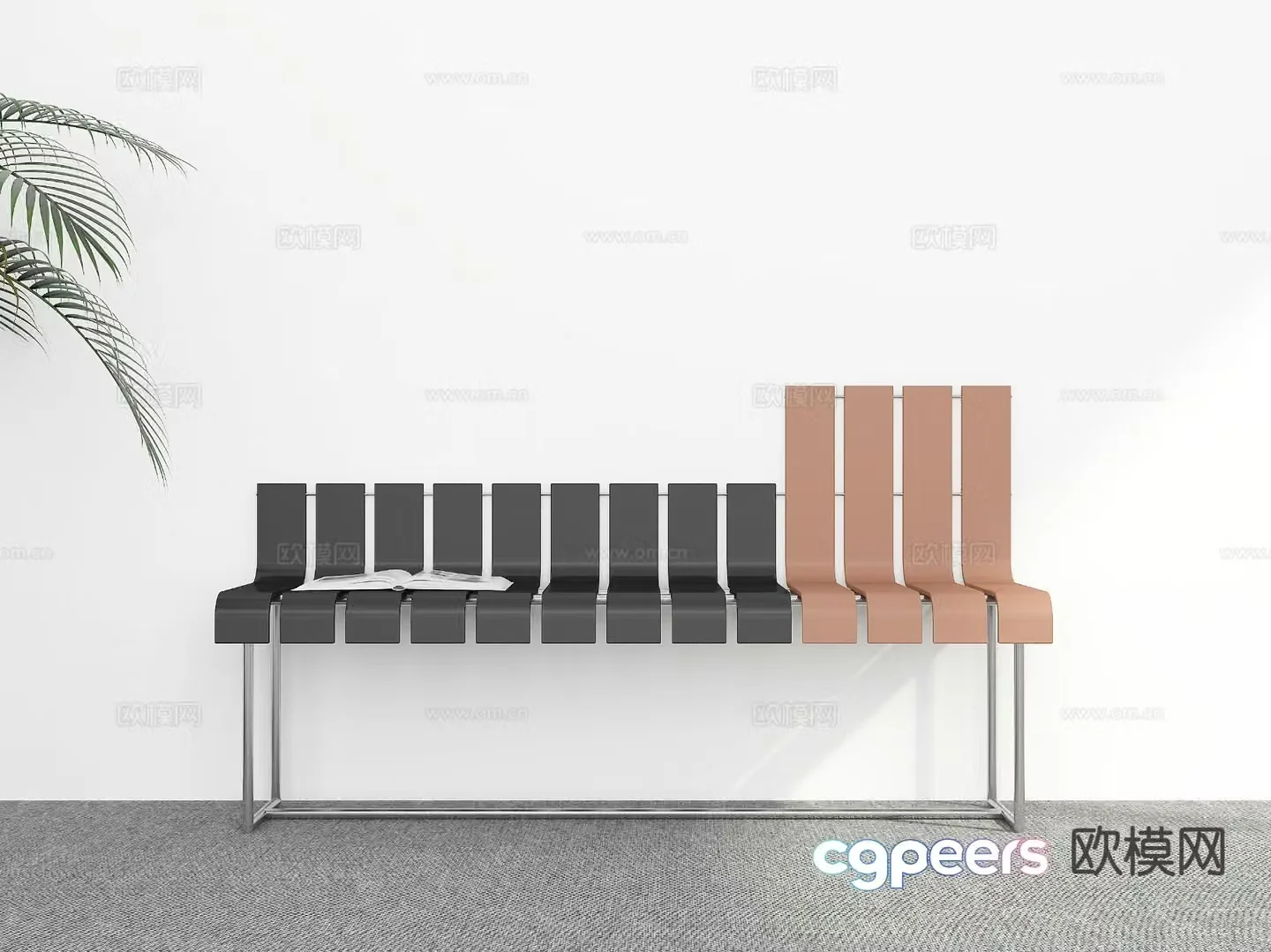 Modern outdoor chairs row chairs 3d model