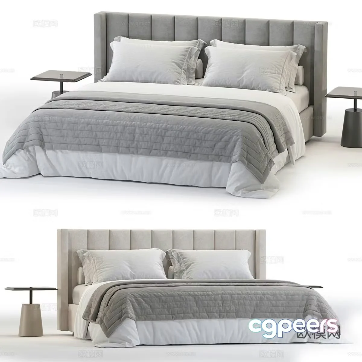 Modern fabric double bed 3d model