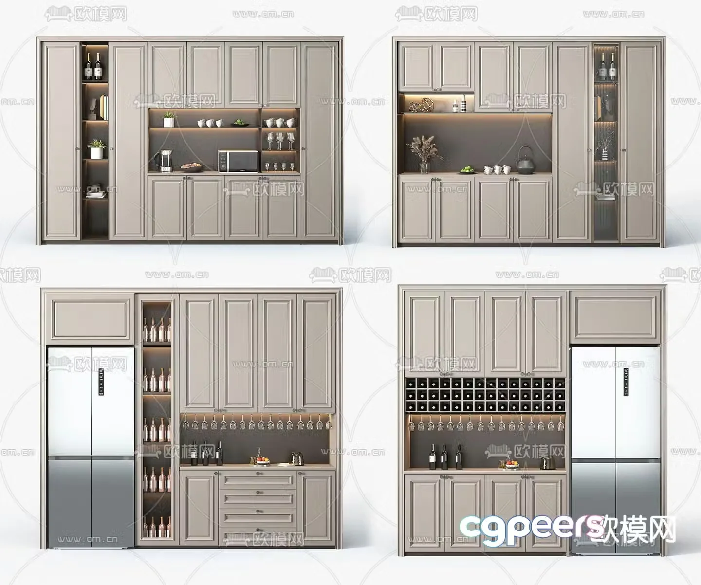 American wine cabinet sideboard 3D model