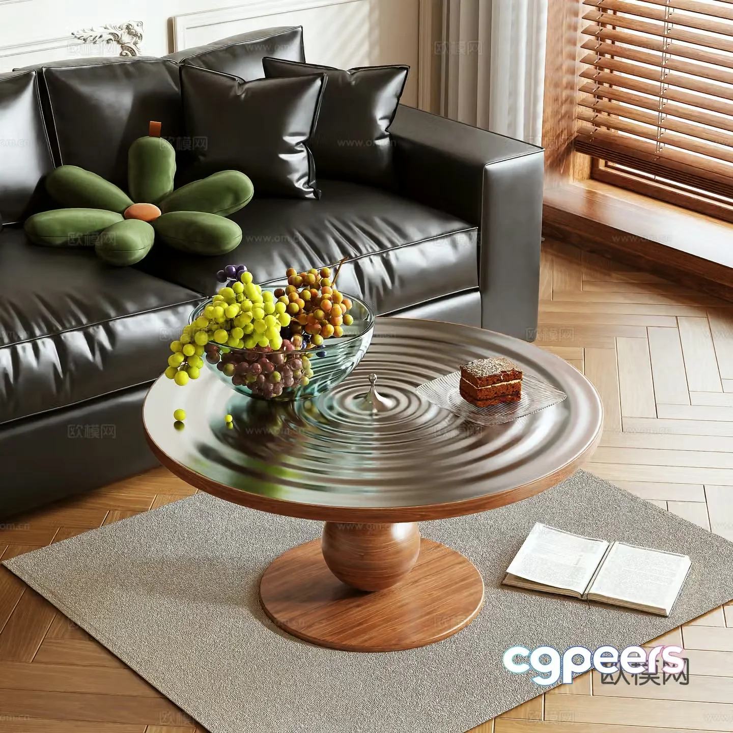 Medieval style coffee table round coffee table 3d model