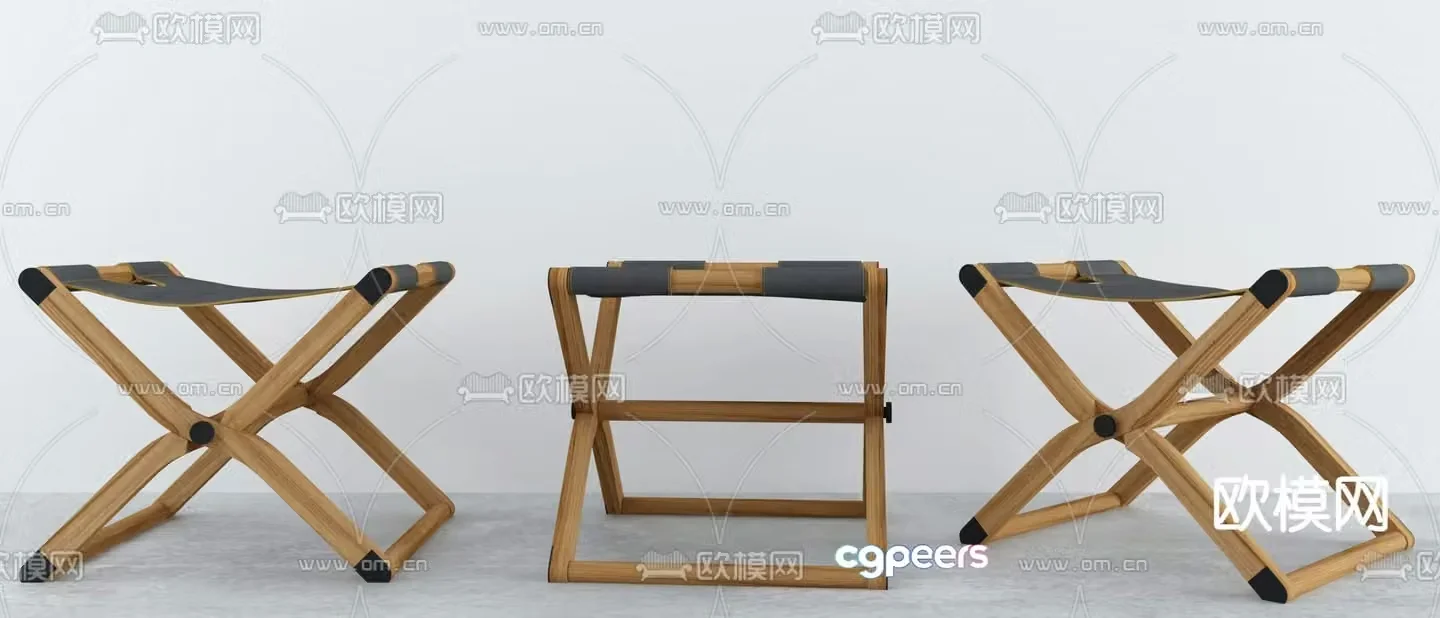 Stool low stool wooden stool small horse 3d model
