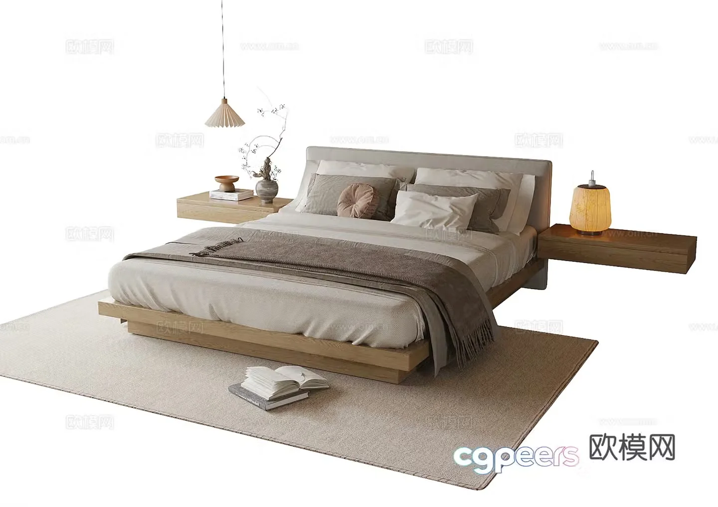 Modern double bed bedside chandelier table lamp 3d model