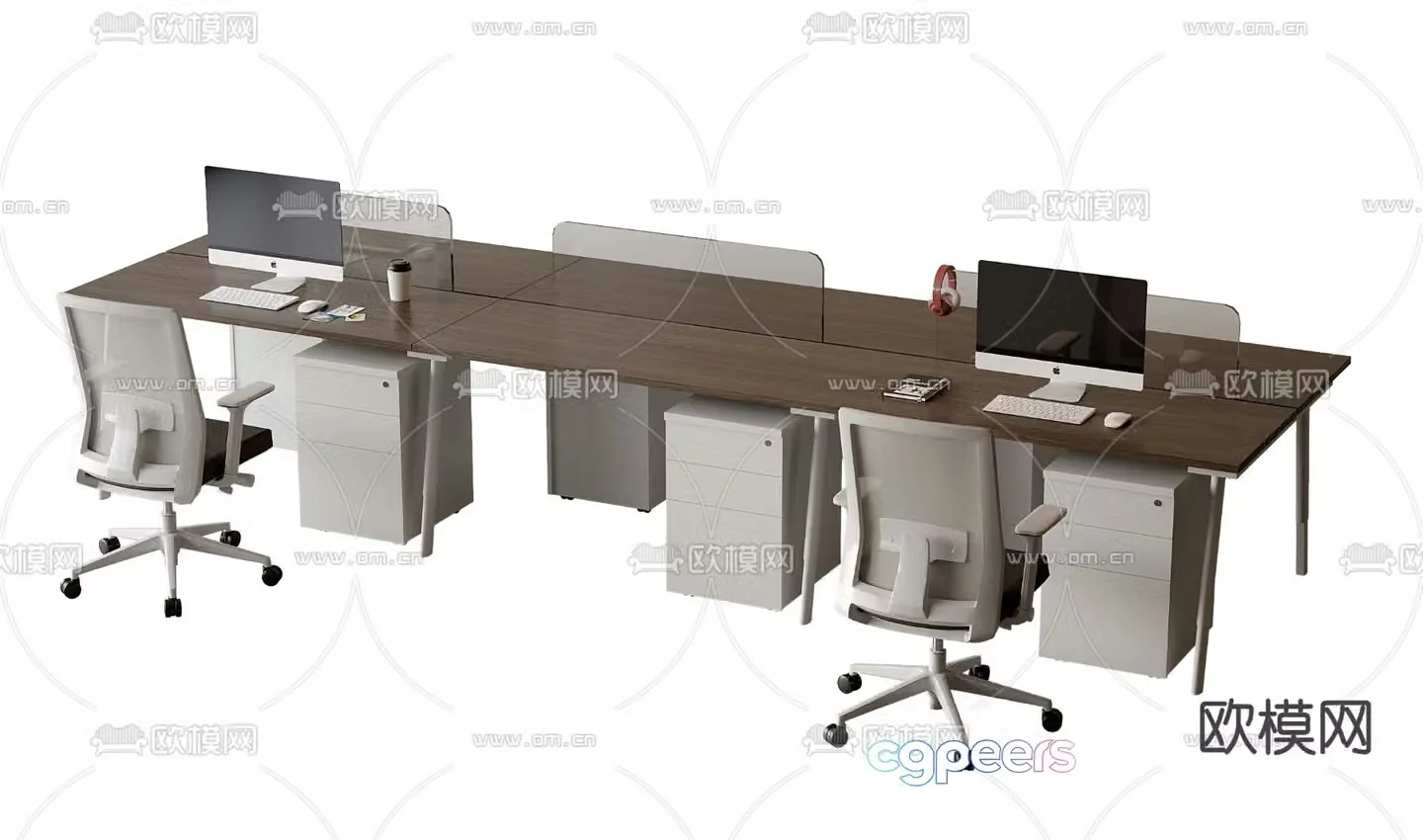 Card desk staff desk workstation 3D model