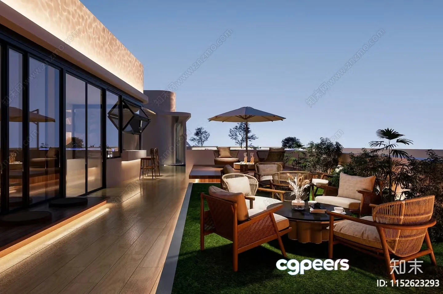 Cozy Outdoor Seating Area 3D Model – 9201 – VRAY Render