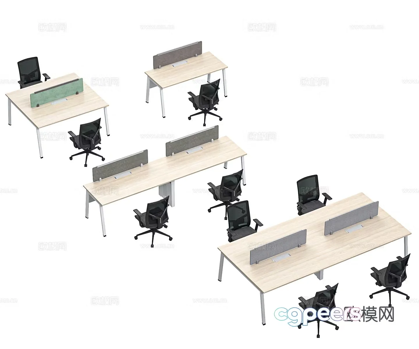 Modern office desk chairs Office desks Desk screen Office chairs Workstation Employees spaces Slots 3D model