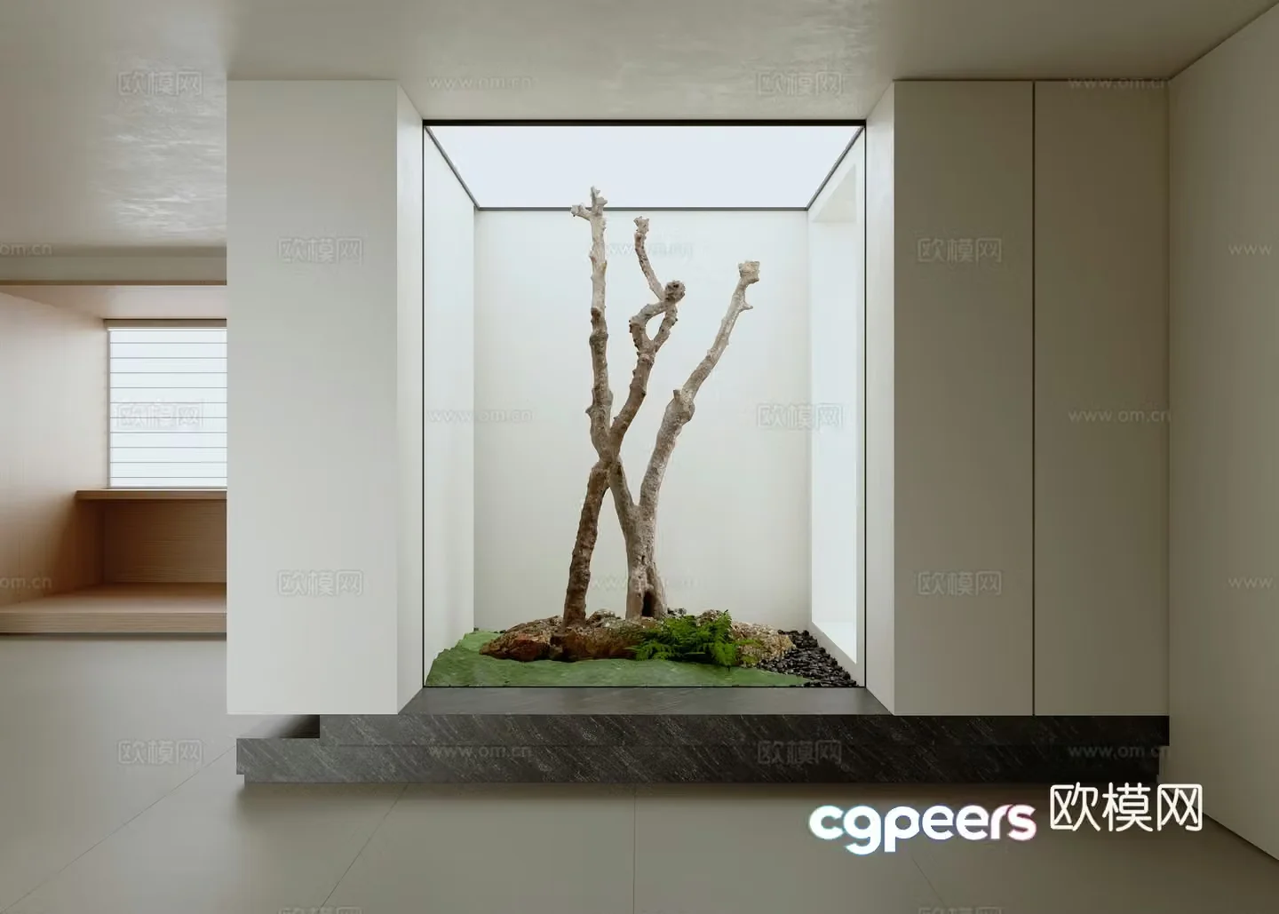 Modern entrance landscaping indoor landscape dead tree landscape 3D model