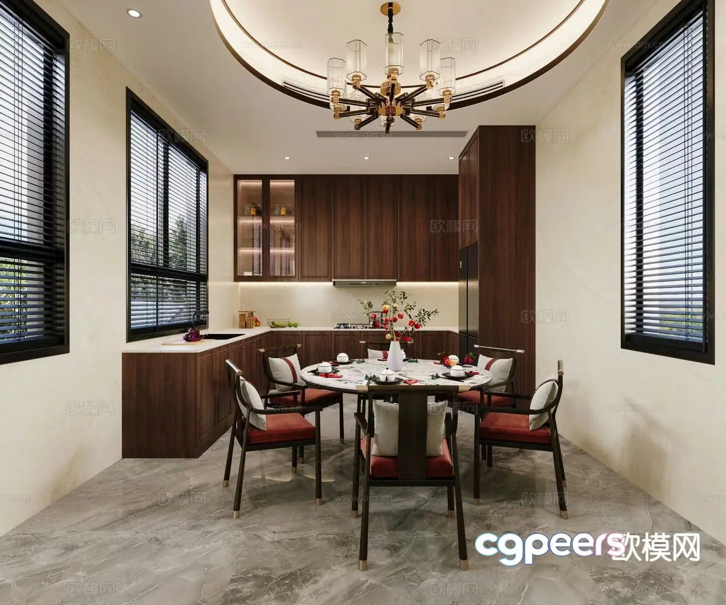 New Chinese style kitchen restaurant 3d model