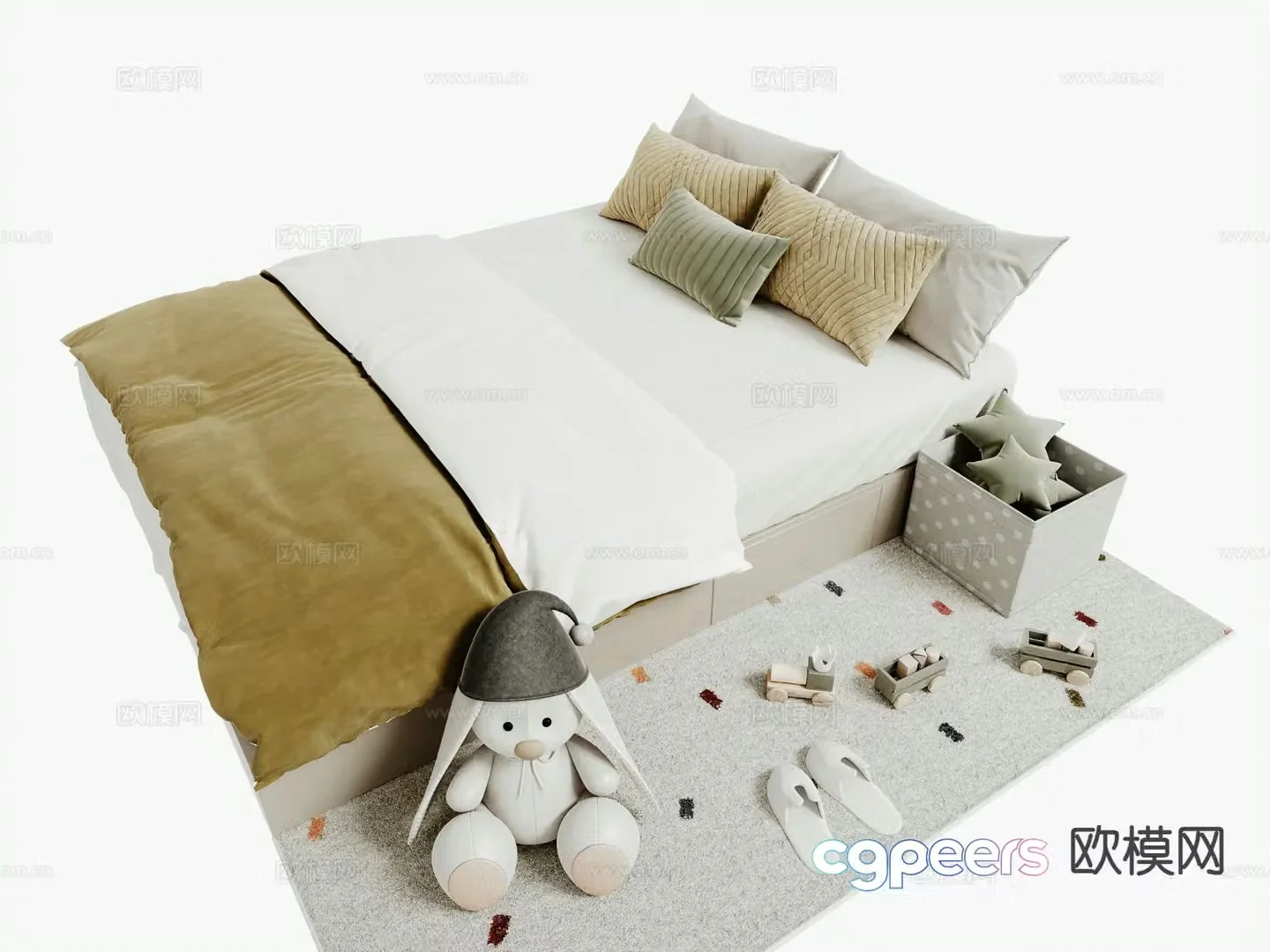 Modern tatami bed children’s bed 3d model