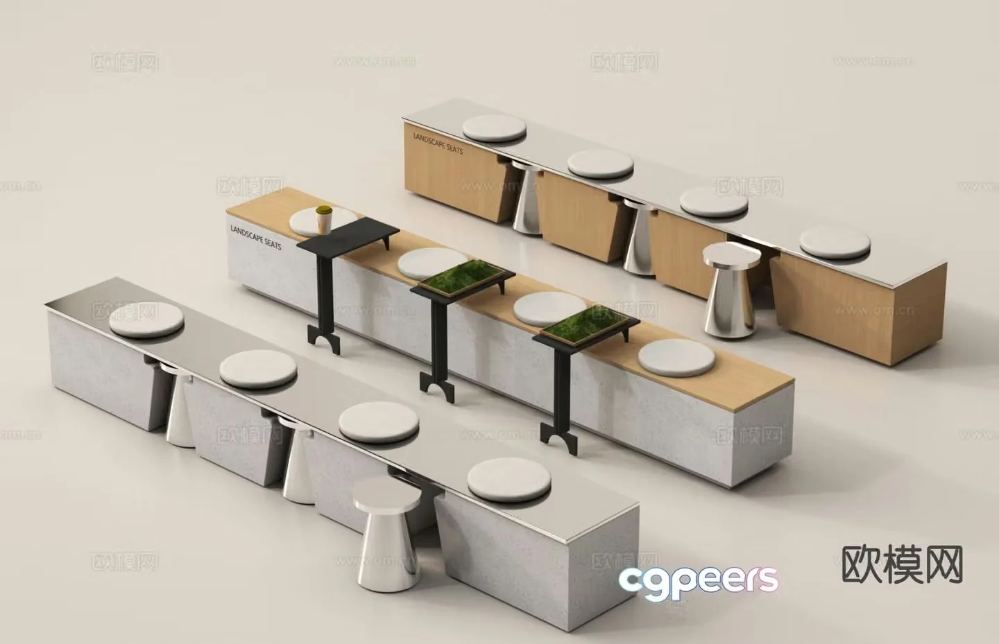 Coffee seat stool public chair 3d model
