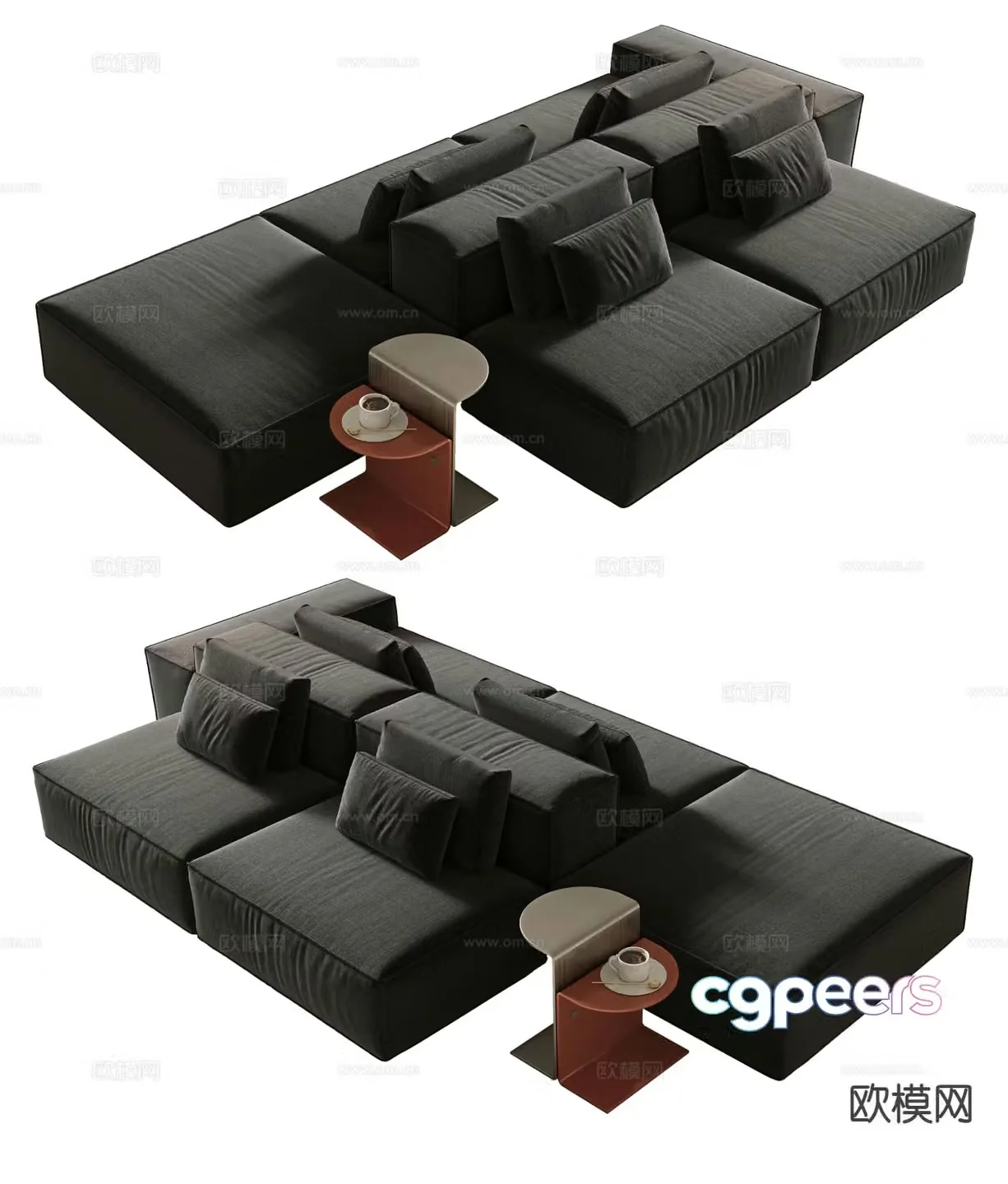 Card seat sofa double sofa 3d model