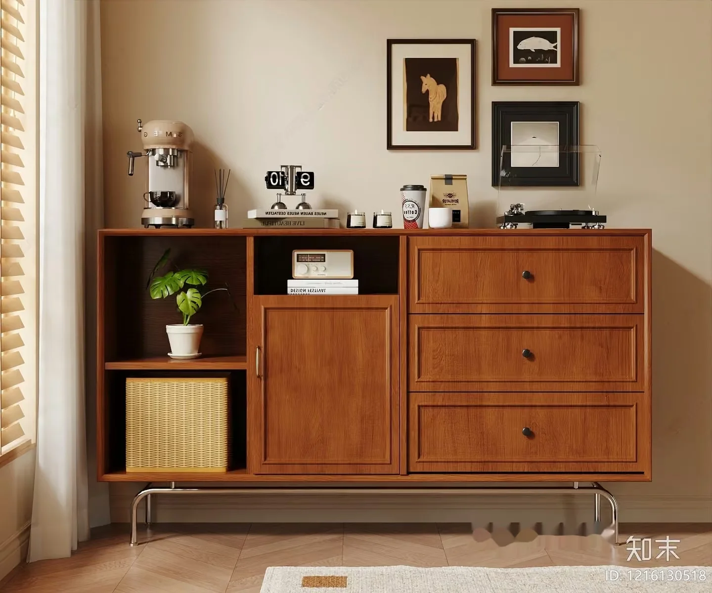Mid-Century Modern Dresser 3D Model – 14853 – VRAY Render