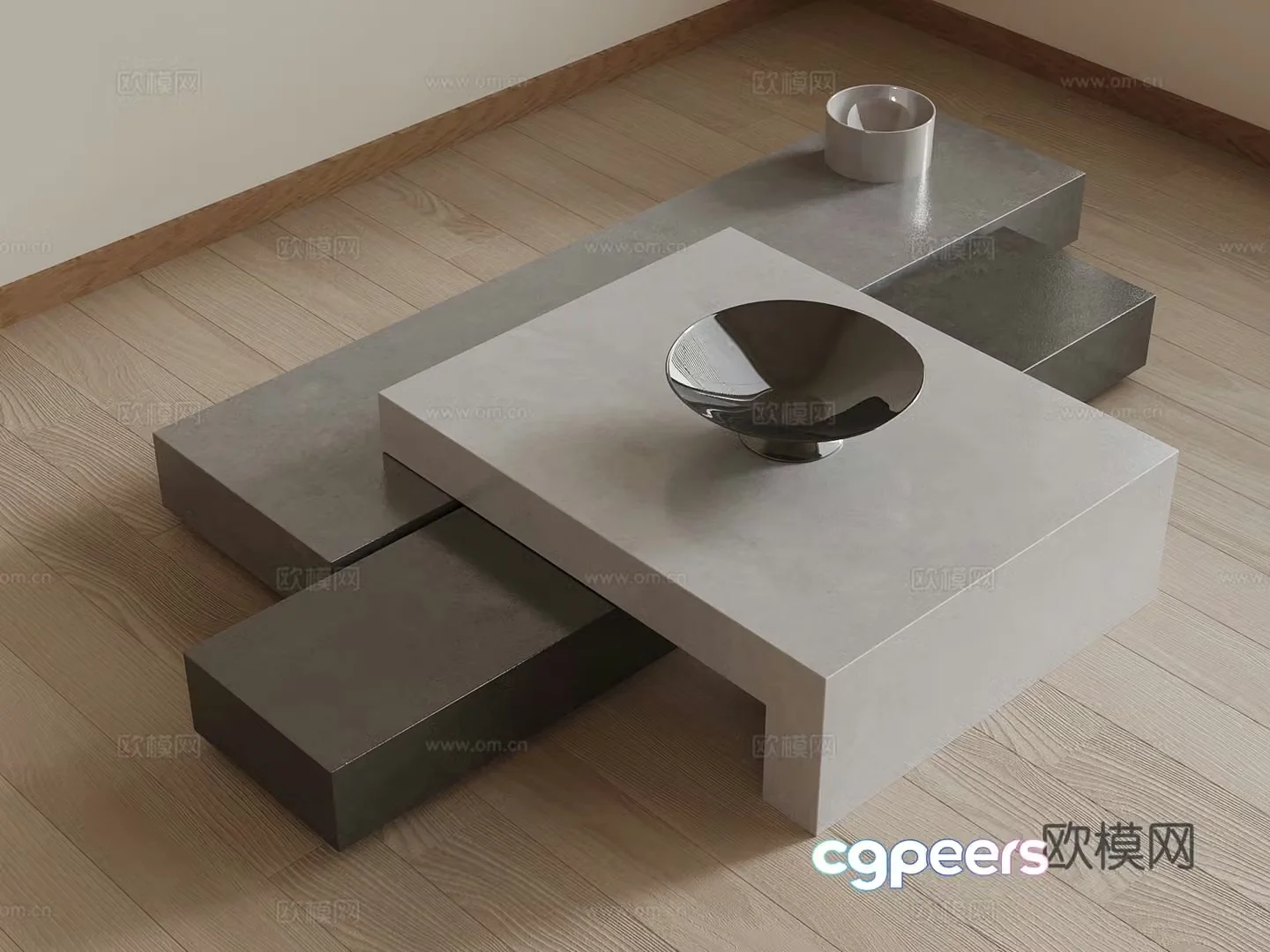 Modern stone coffee table Square coffee table 3D model