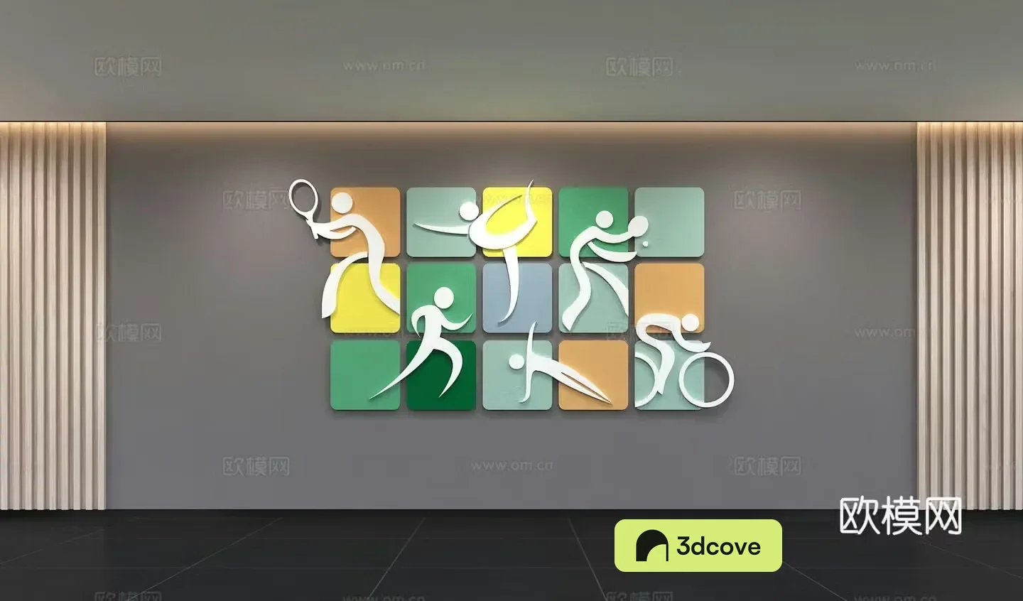 Modern sports culture wall gym sports slogan display wall publicity column wall background