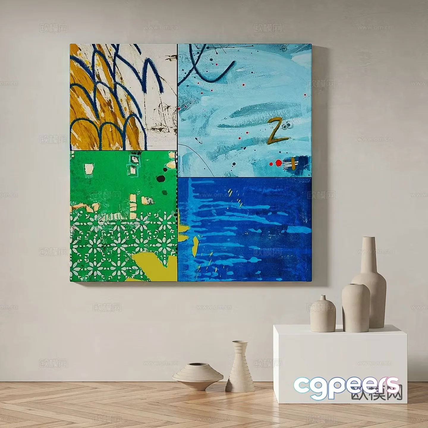 Modern minimalist abstract decorative painting 3d model