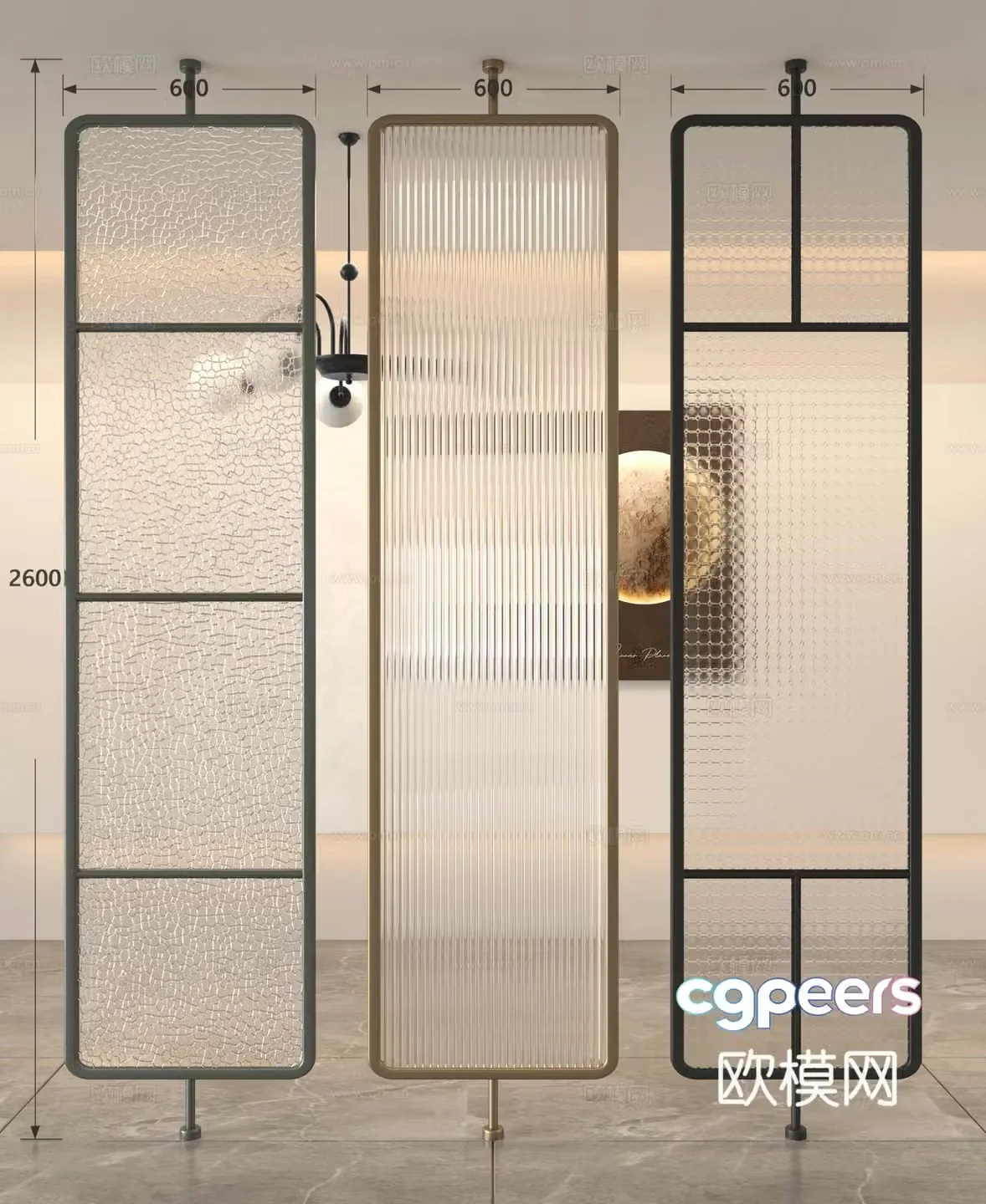 Medium French glass partition entrance partition screen partition Changhong glass partition frosted glass 3D model