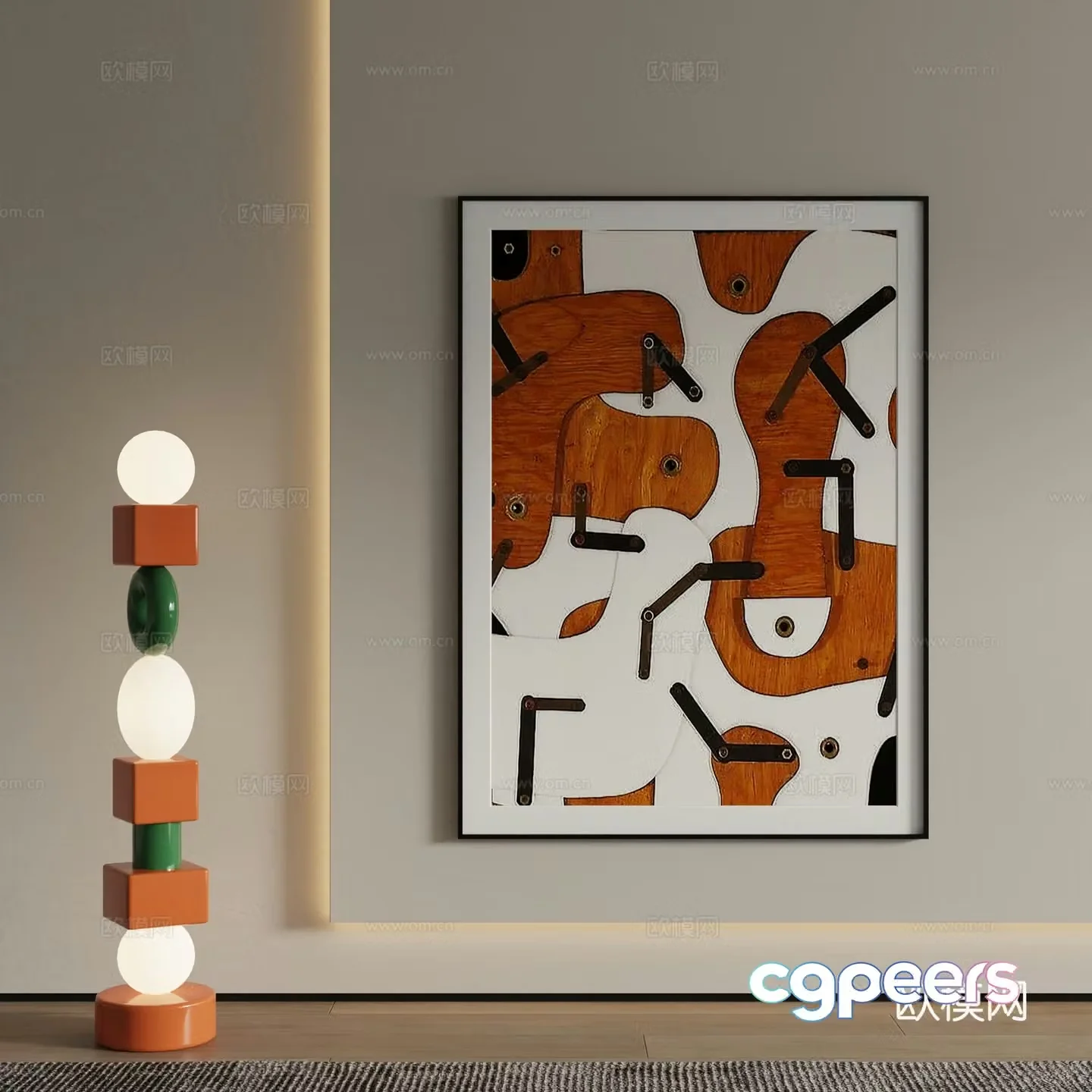 Modern decorative painting Texture painting 3d model