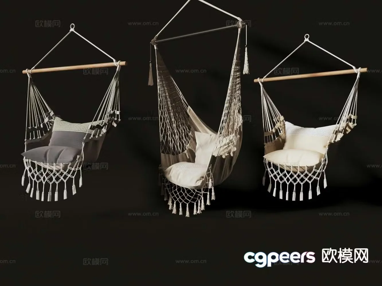 Woven hanging chair swing chair 3d model