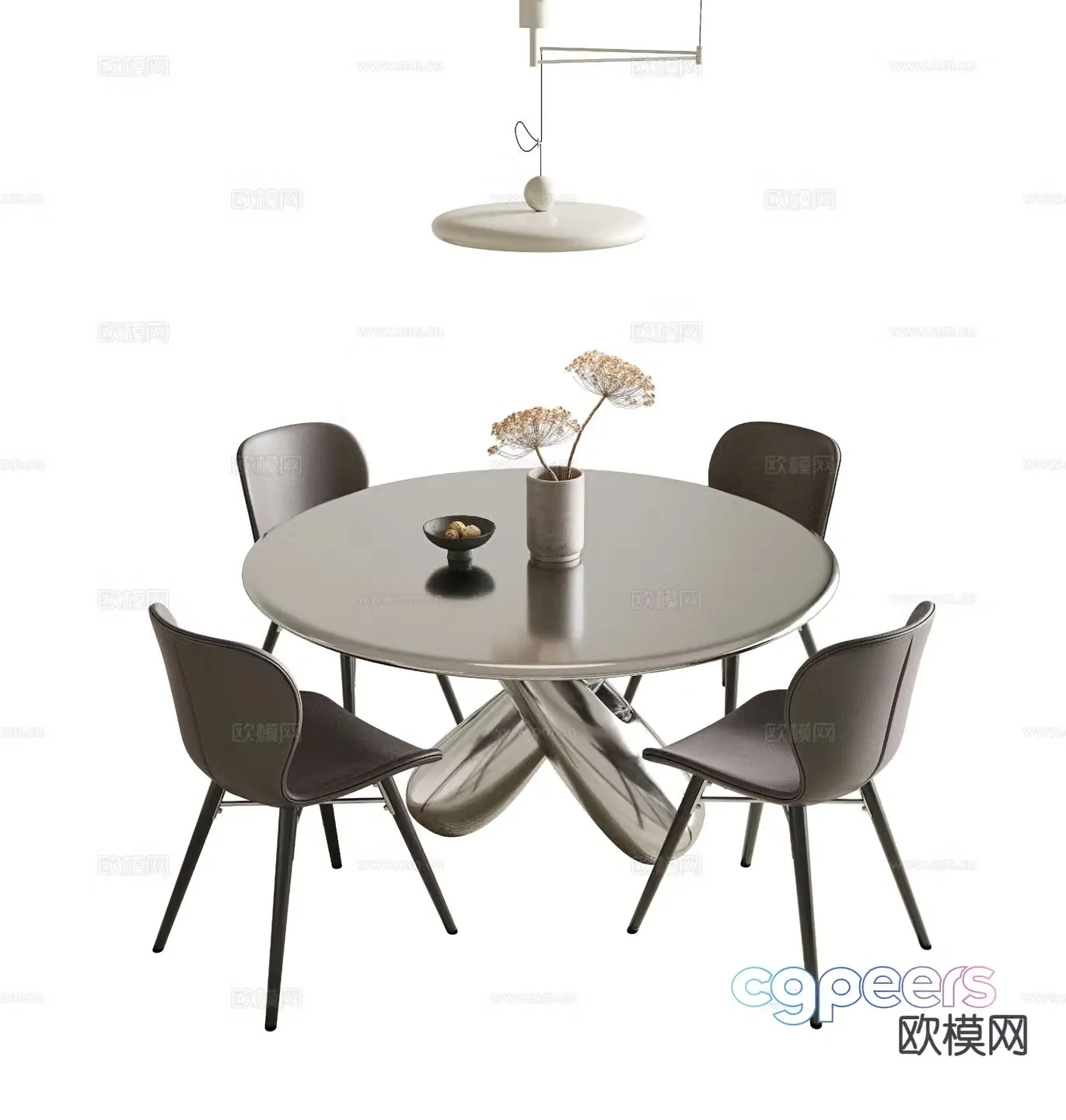 Italian dining table and chairs 3d model
