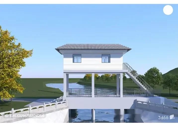 The Main Subject Is A White Building With A Tiled Roof 3D Model – 6681 – VRAY Render