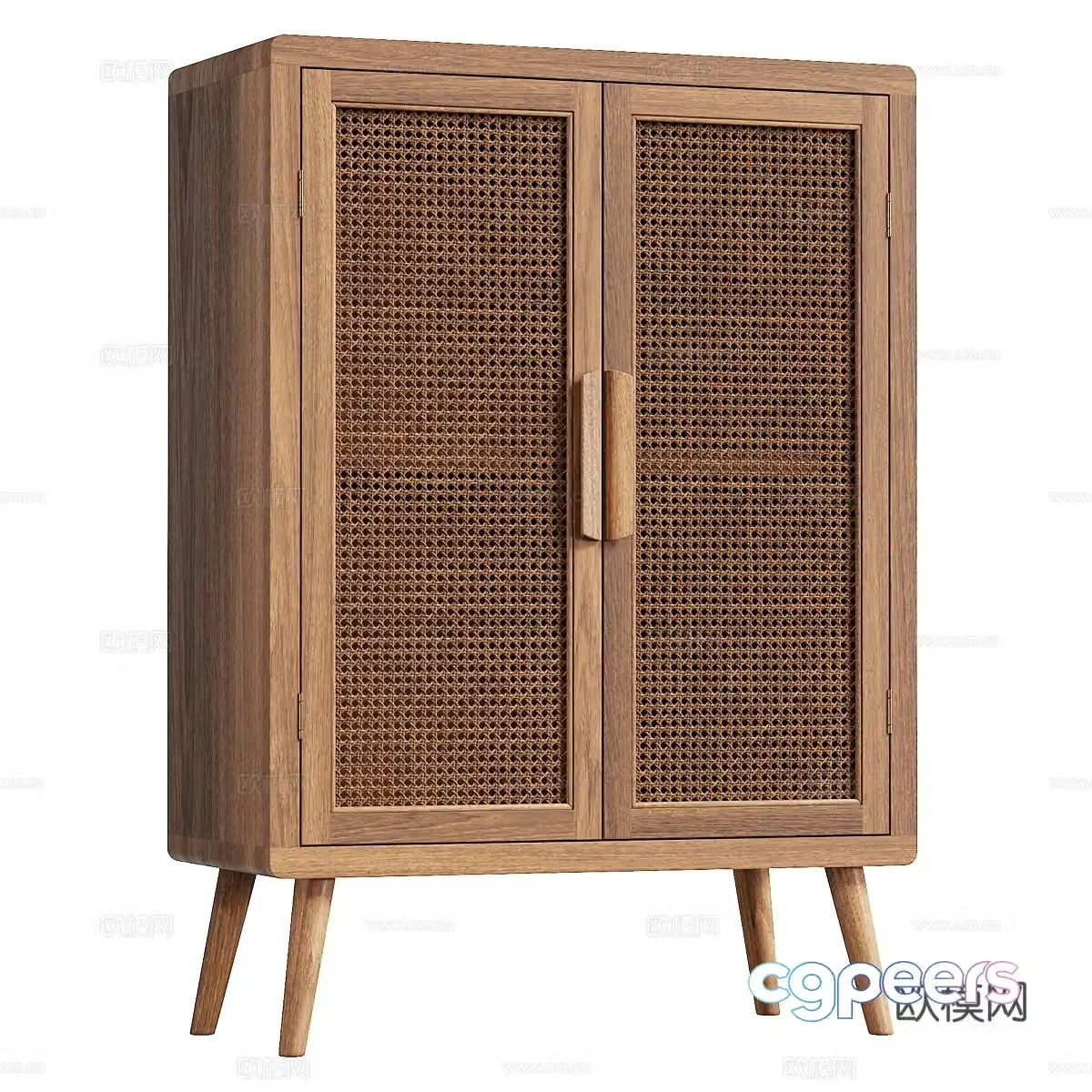 New Chinese style log rattan sideboard 3D model