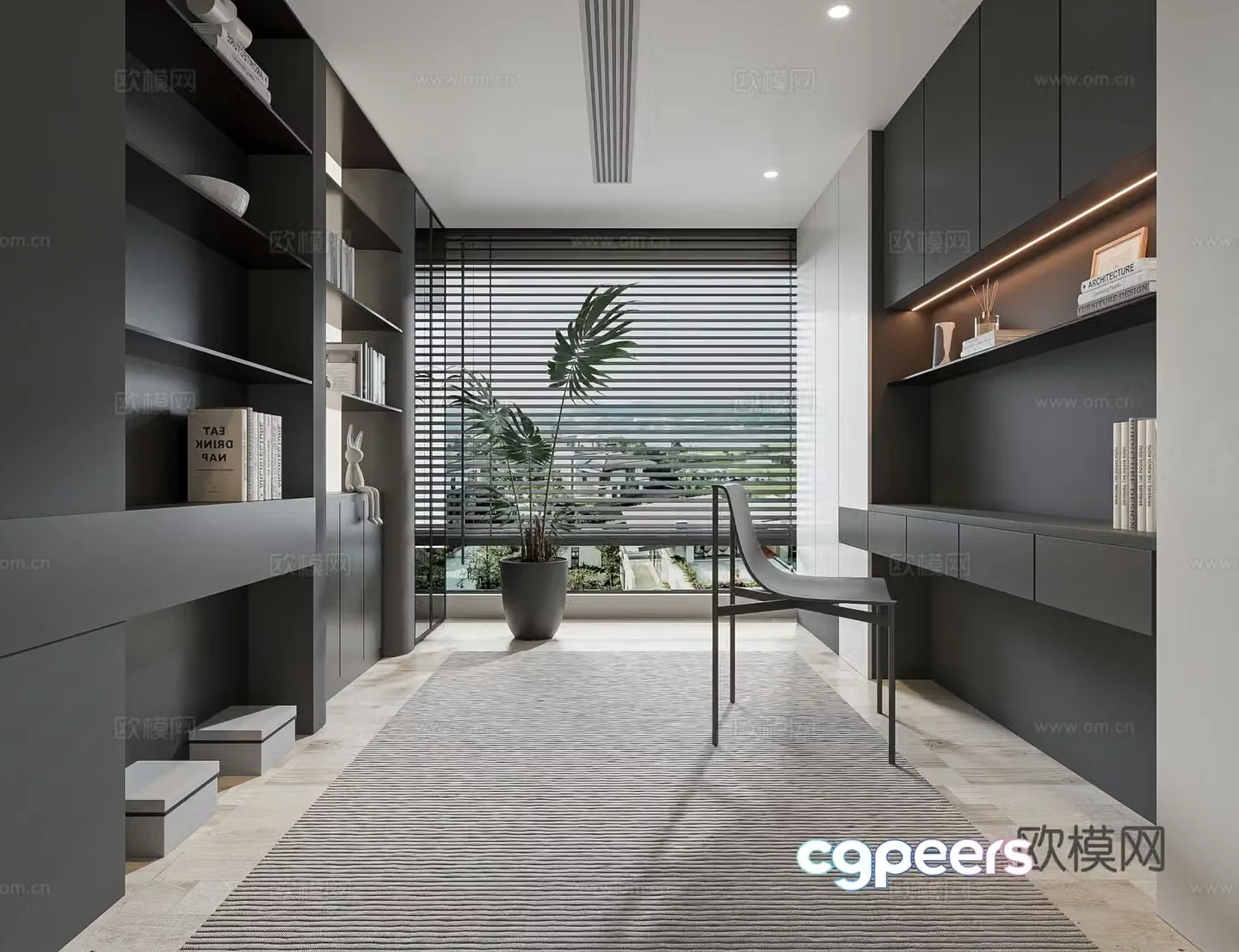 Modern study room 3d model