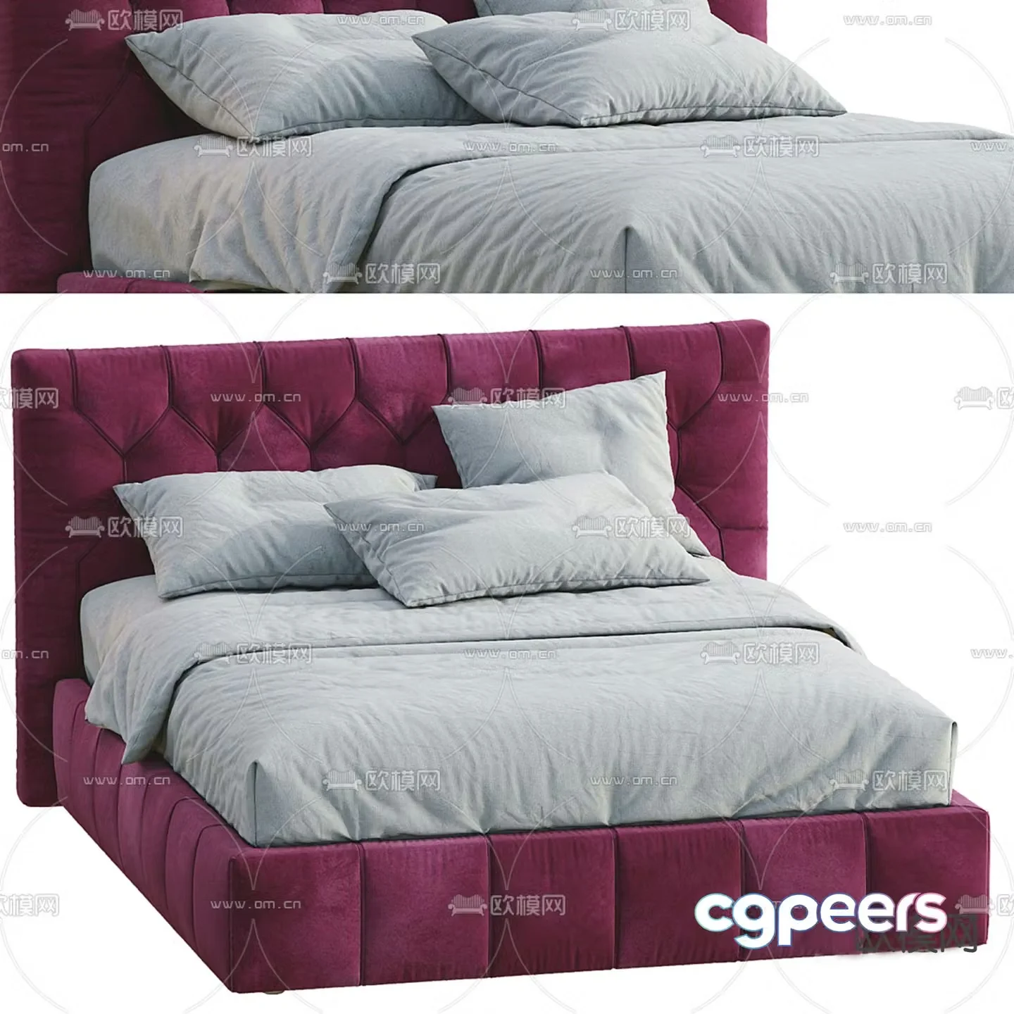 Modern double bed 3d model