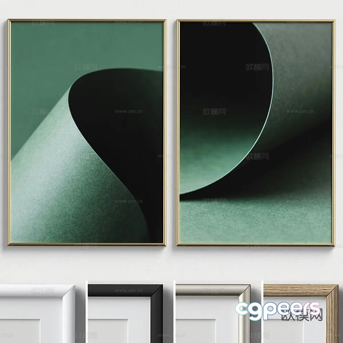 Green hanging painting decorative painting 3d model