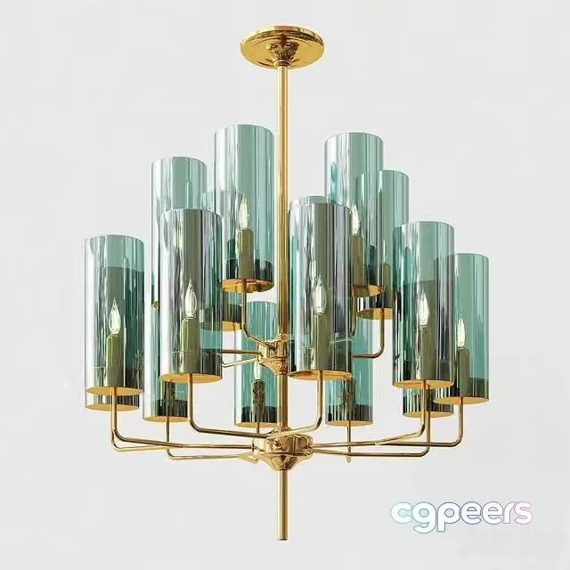 3ds Max Free – Hans-Agne Jakobsson Brass & Blue Glass Tube Chandelier