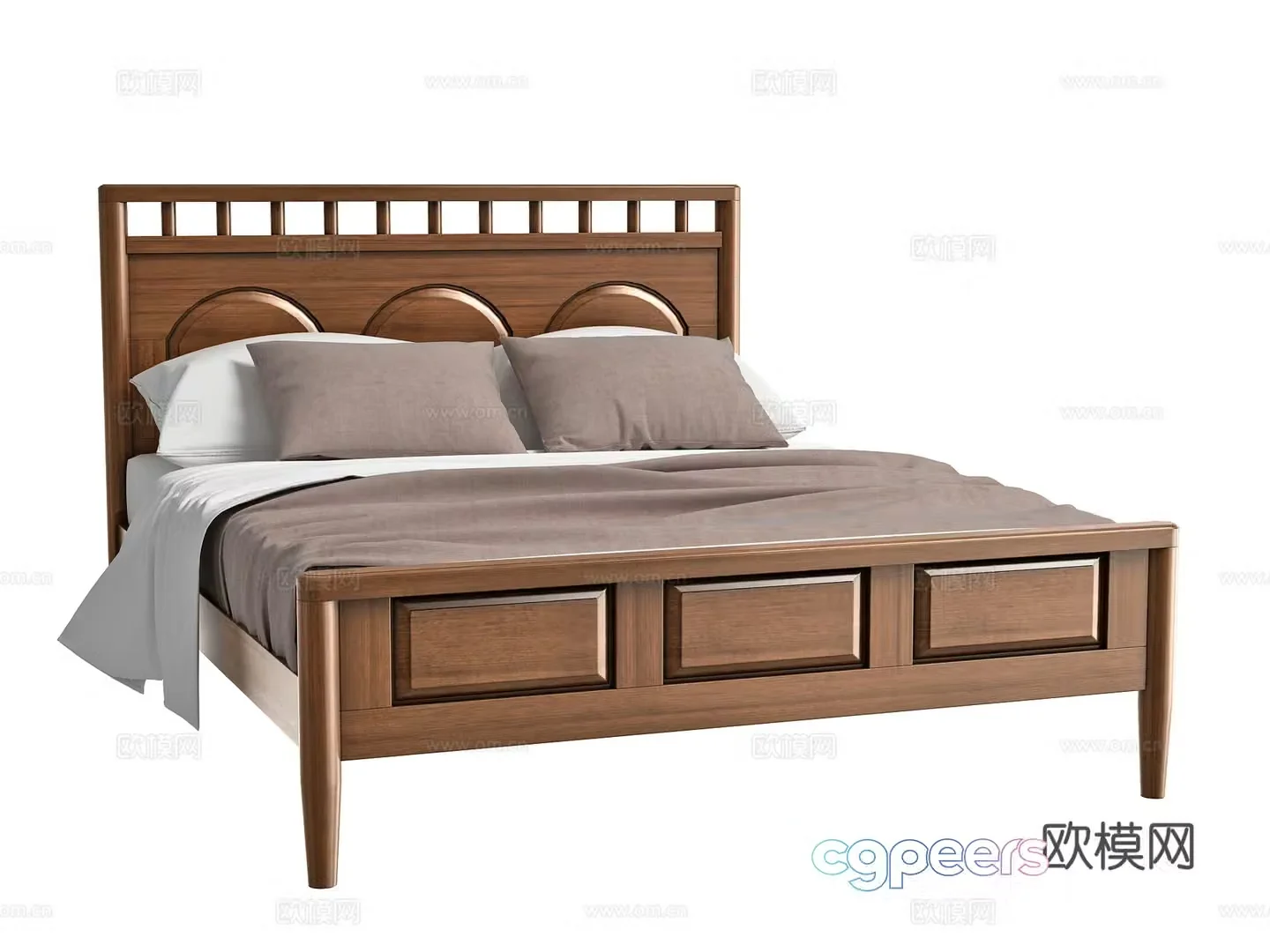 American double bed 3d model