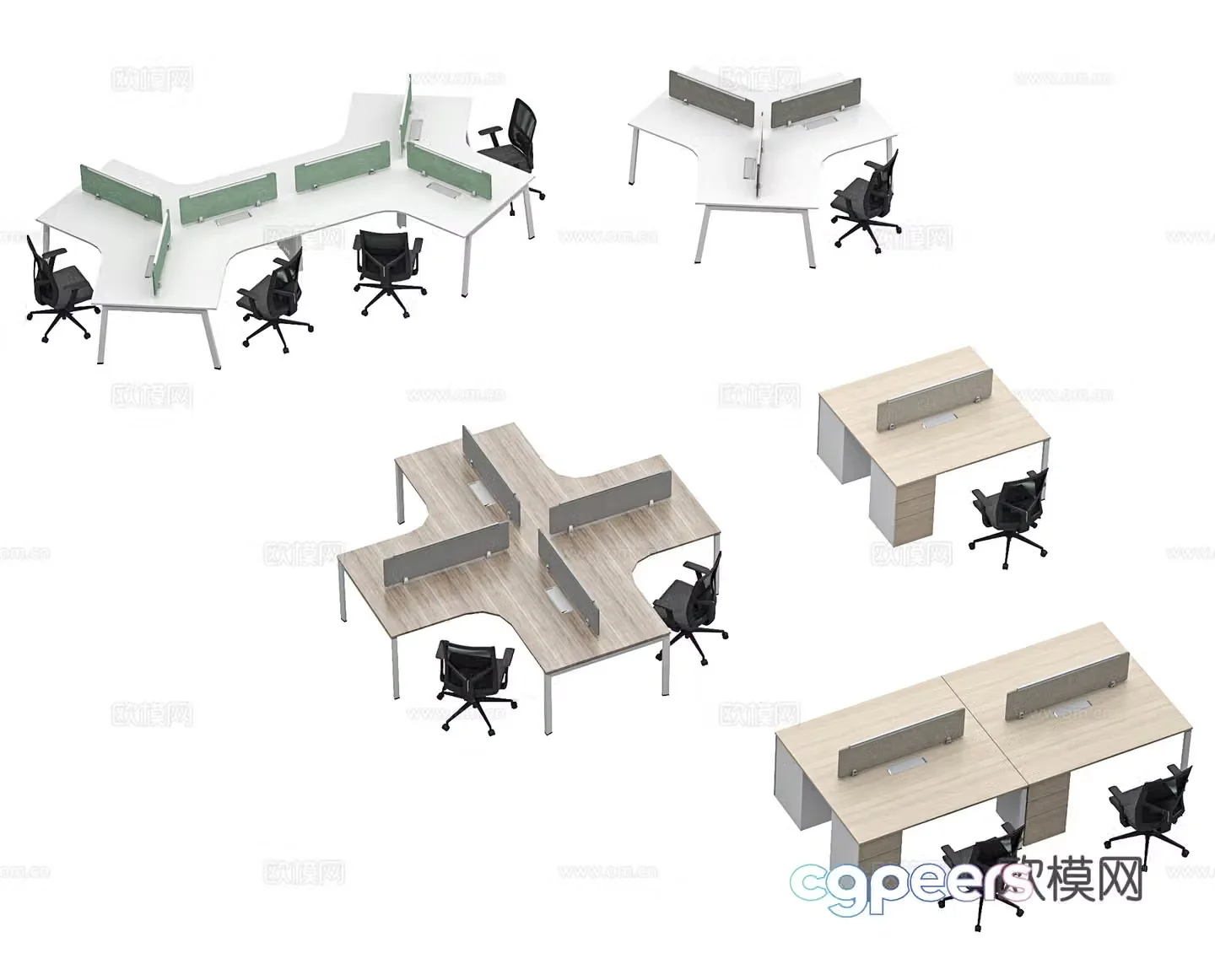 Modern office desk work station staff desk staff position card table strip table desk screen screen worker 3d model