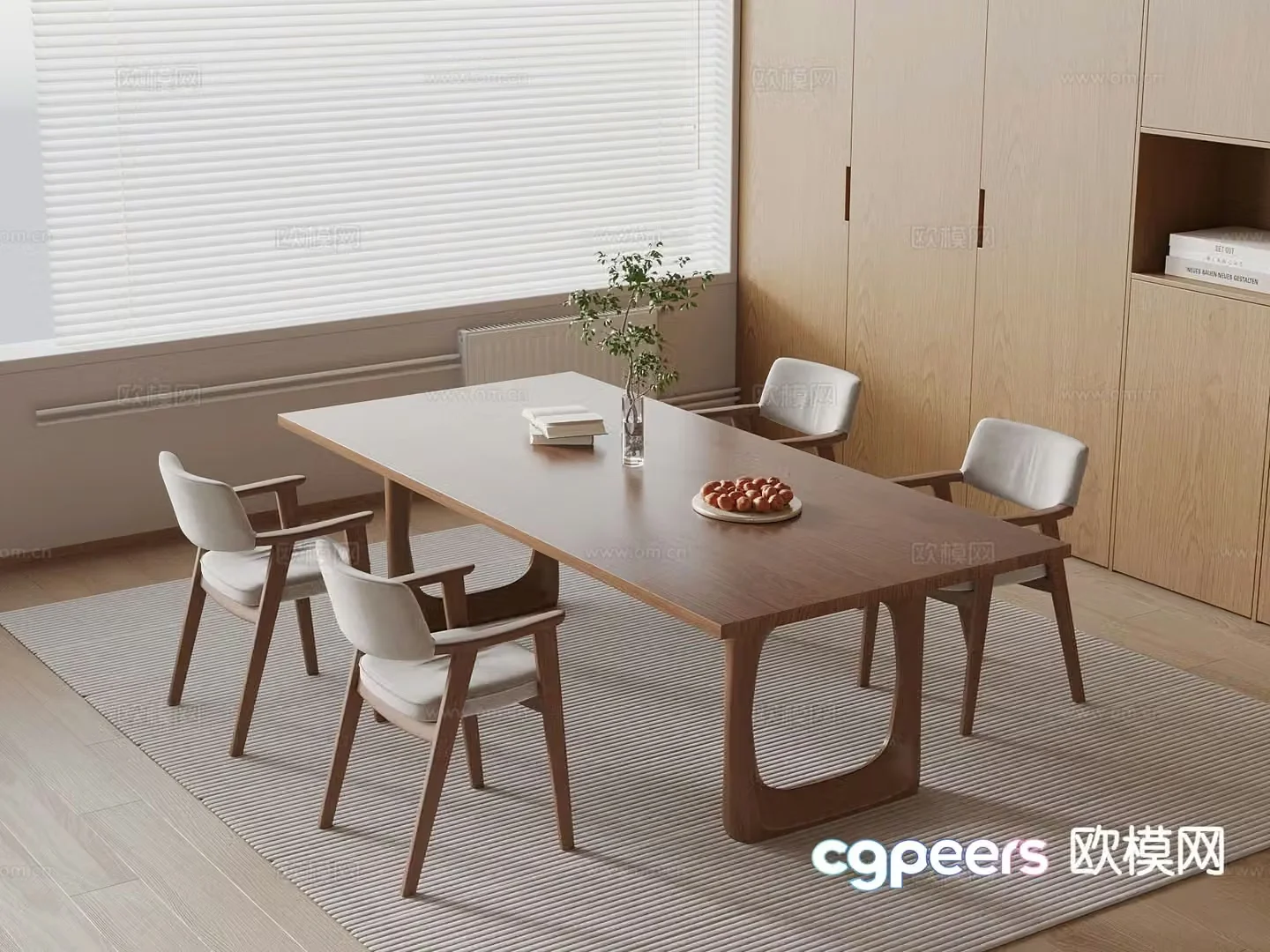 Medieval style dining table and chairs 3d model